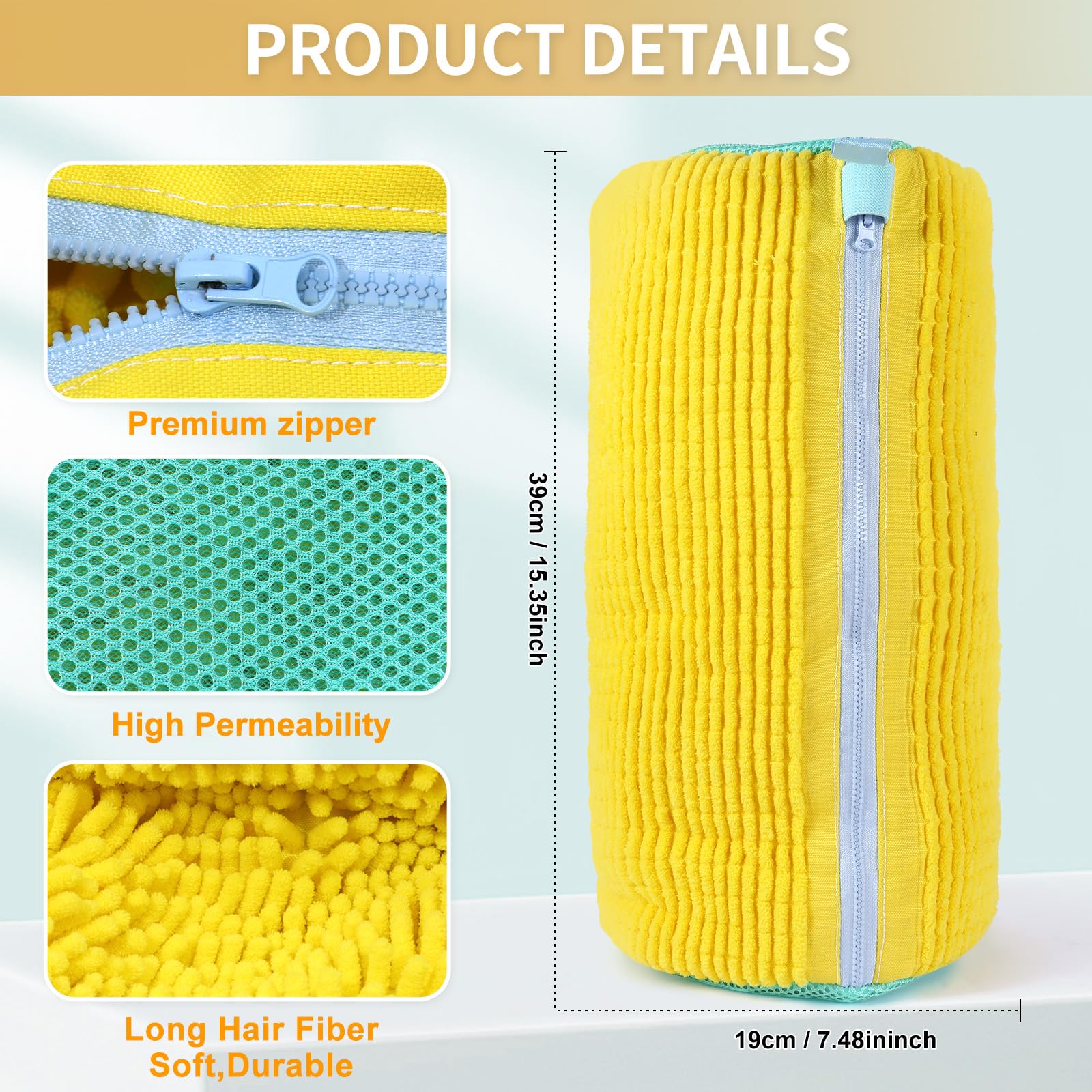 Xan Concept 2Pcs Shoe Washing Machine Bag,Cleaning Bag for All Shoe Types,Laundry Shoe Bag for Washer and Dryer (Yellow)
