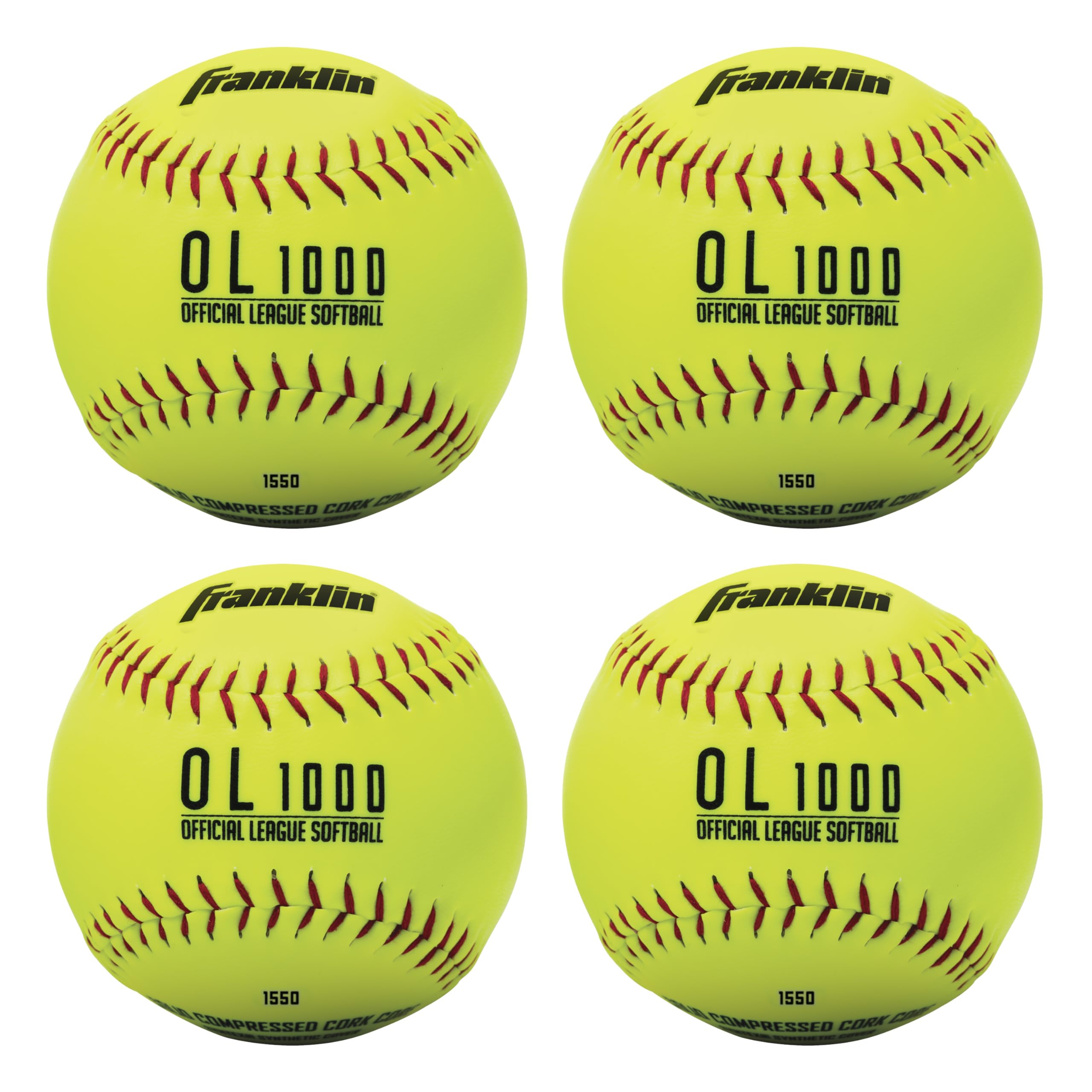 Franklin Sports Softbälle in offizieller Größe – 12" Fastpitch Übungsbälle, ideal für Training und Gewicht, 4er-Pack
