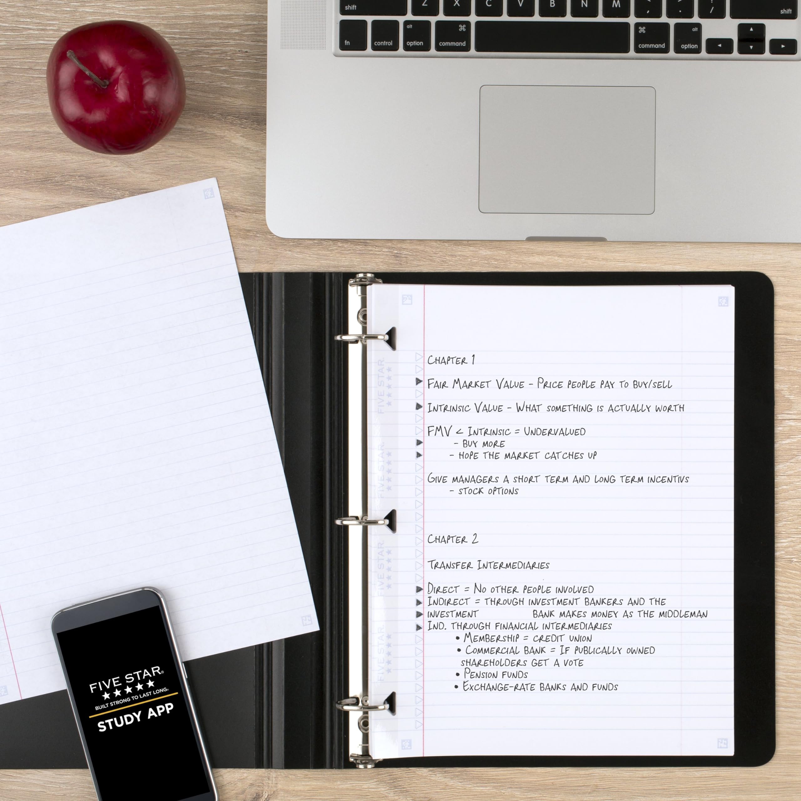 Five Star Loose Leaf Paper + Study App, College Ruled Filler Notebook Paper, Reinforced, Fights Ink Bleed, 8-1/2" x 11", 80 Sheets (170102)