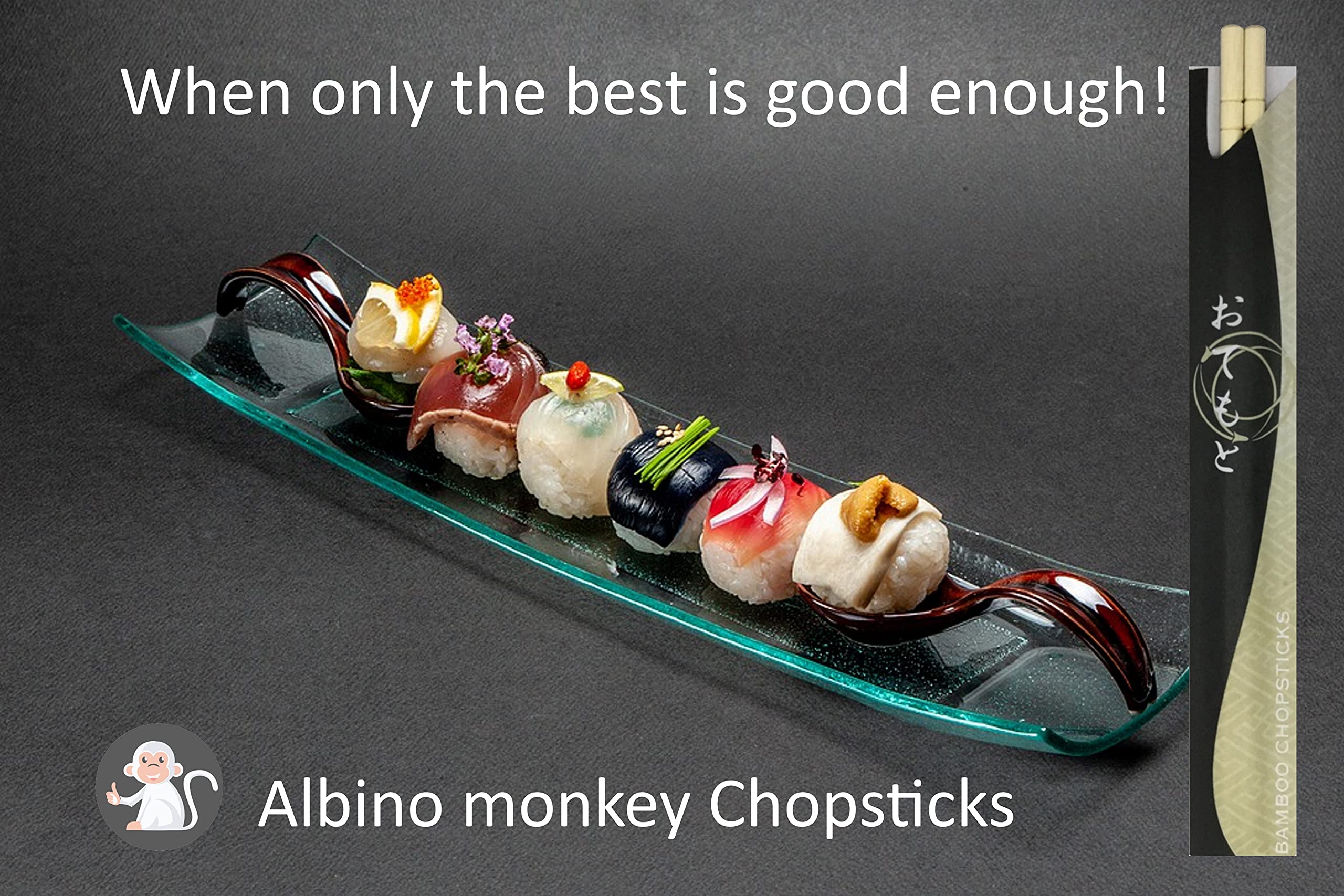Albino Monkey 200 Round Separated Disposable Chopsticks | Best for Sushi | Bamboo Wooden Chinese Chop sticks - Bamboo Chopstick Bulk - Disposable Utensils Premium Quality - (100 Pairs)