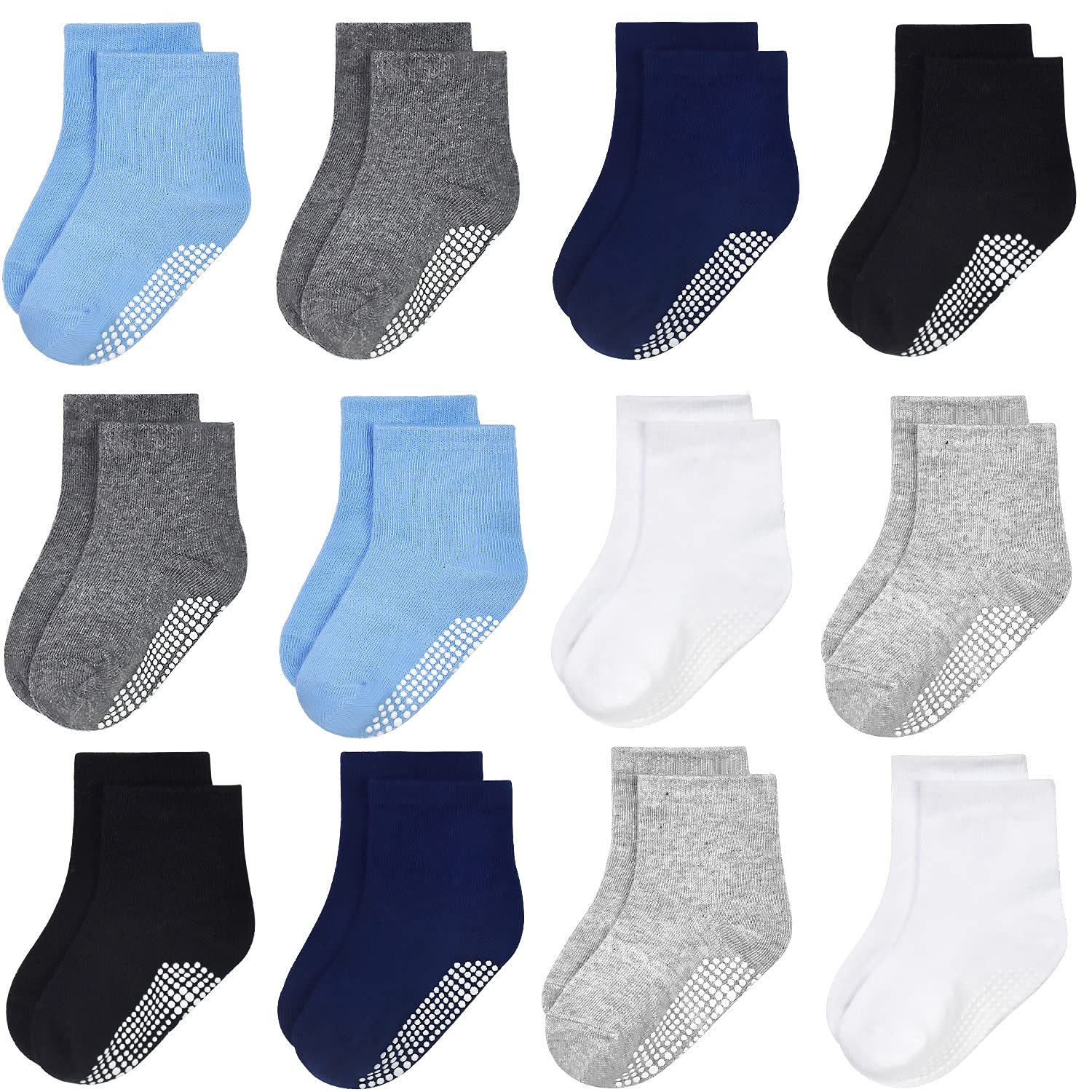 GRPSKCOS Baby Socks Non Slip 12 Pairs Toddler Anti Skid Socks for 0-7 Years Infants Little Kids Boys Girls (#1 Multicolor-12 Pairs, 6-12 Months)