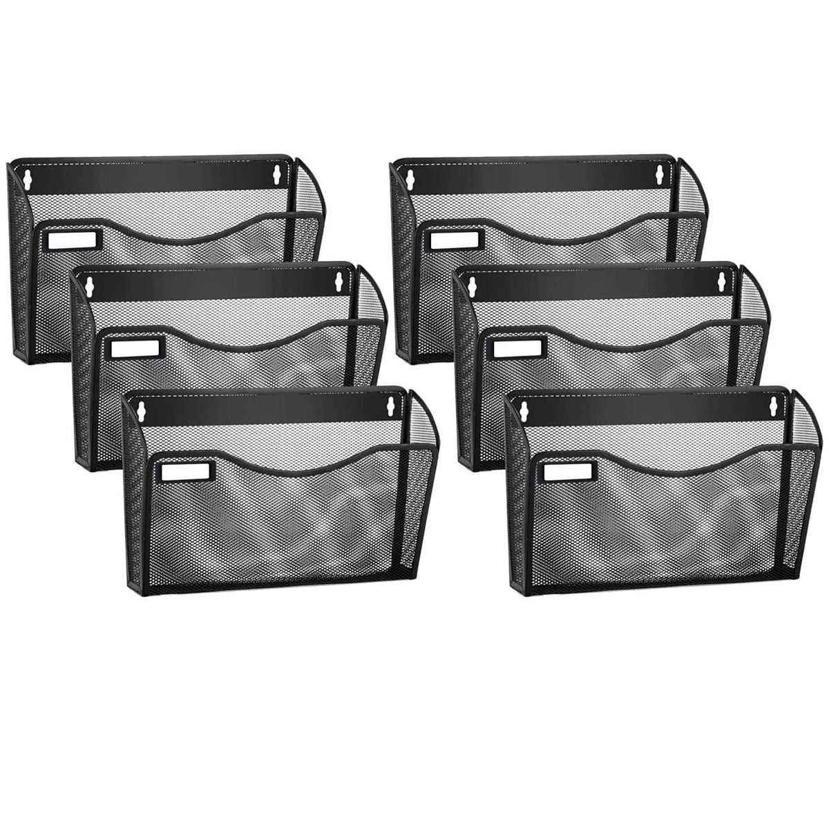 samstar 6er Pack Gitter-Wandablage, Metall-Wandhalterung für Dokumente, Post-Organizer für Büro/Zuhause (mit Beschriftungsfeld)
