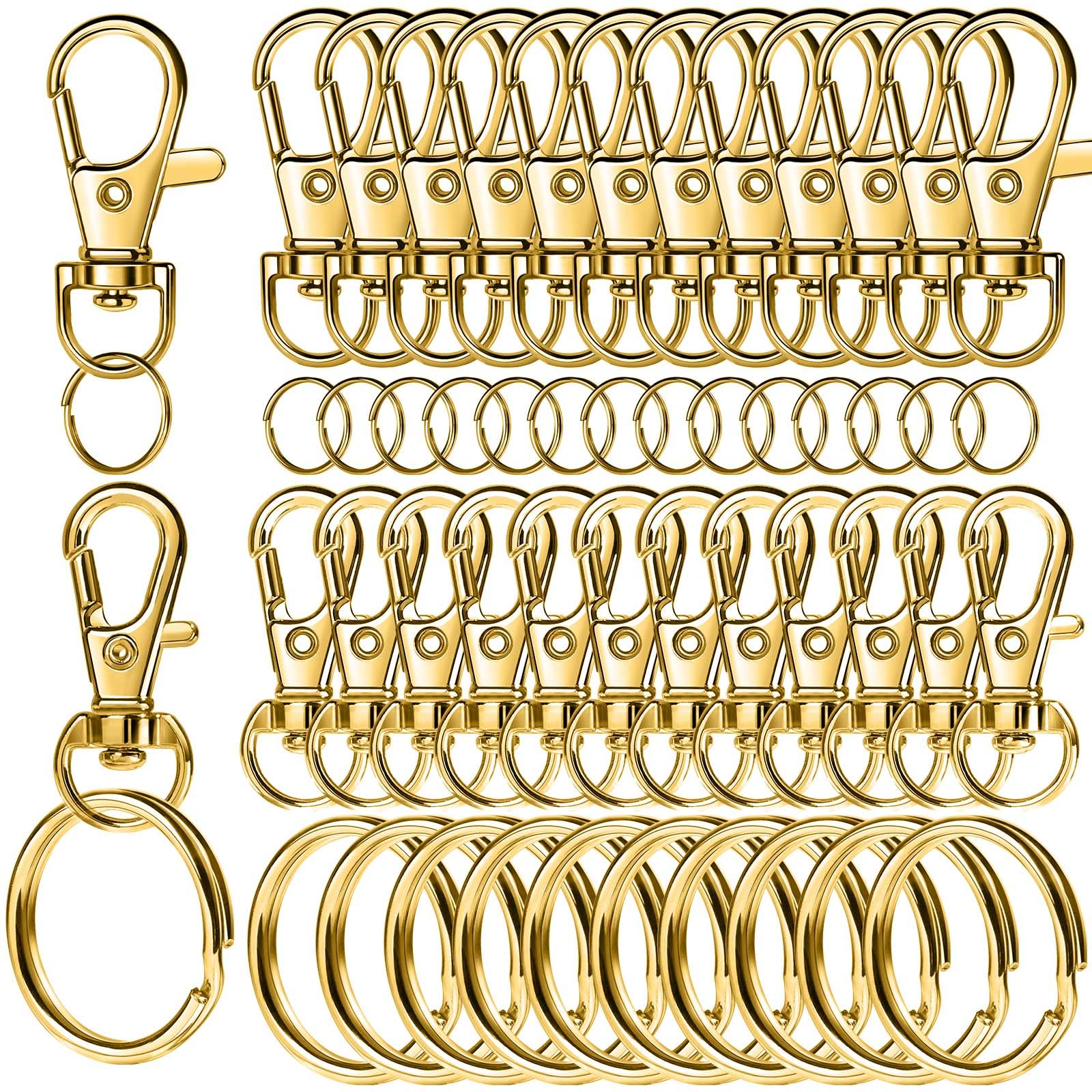 LEOBRO 60 PCS Swivel Snap Hooks and Key Rings, Keychain Clips and Key Chain Rings, Lobster Claw Clasps for Key Chains, Jewelry, Crafts, Gold