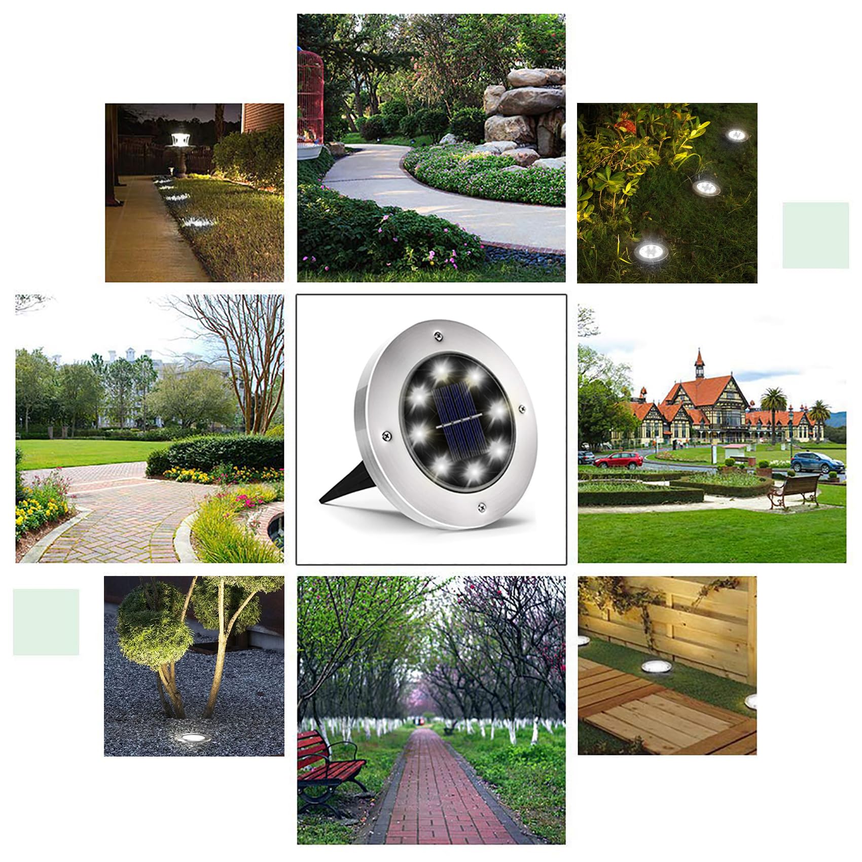 INCX Solar Lights for Outside,12 Pack Solar Lights Outdoor Waterproof, Solar Garden Lights Landscape Lighting for Patio Pathway Lawn Yard Deck Driveway Walkway, Cold White