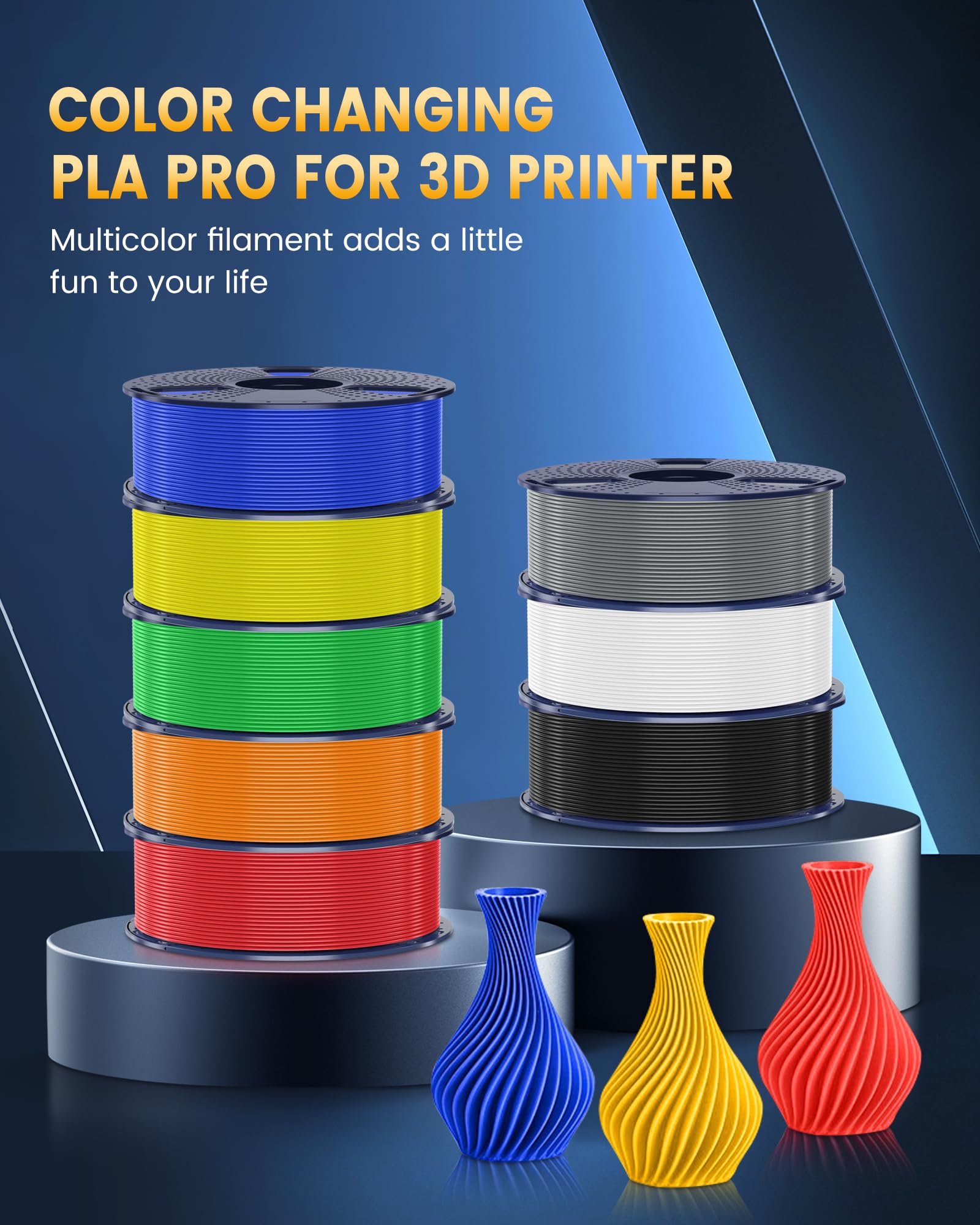 SUNLU PLA+2.0 3D Printer Filament Bundle, 4KG Upgrade PLA+ Filament 1.75mm, Tougher and Stronger, Dimensional Accuracy +/-0.02mm, 1KG per Spool, 4 Packs, 4KG Total, Black