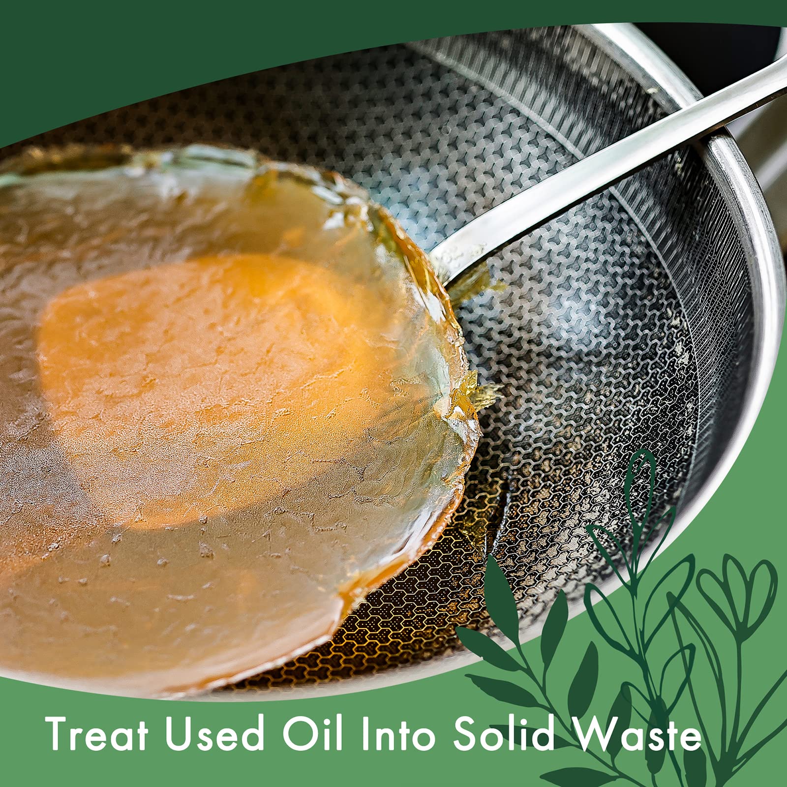 LaSyL Natural Cooking Oil Solidifier Powder, Harden Up to 2.25 Gallon of Fry Oil Away from Mess, 100% Plant-Based Oil Hardener for Disposal, Value Pack 12 Oz