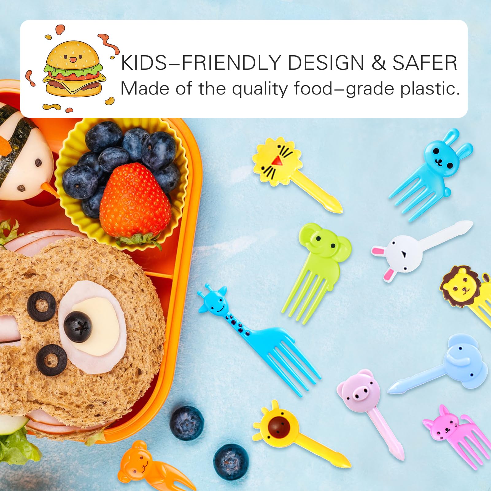 150 Pcs Animal Food Picks for Kids, Vicuna R Fun Kids Food Picks for Bento Box Accessories, Reusable Toddler Fruit Toothpicks, Cute Kids Lunch Accessories for Picky Eater BPA-Free