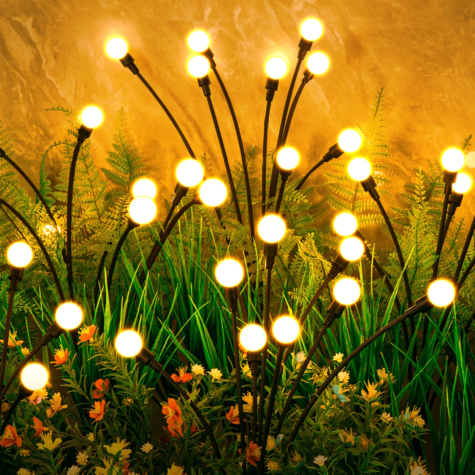 مصابيح شمسية خارجية (4 قطع، 32 مصباح LED)، مصابيح ASMAD الشمسية للحديقة، ديكورات خارجية، مصباح اليراعة لديكور الفناء، مصباح كبير، هدايا فريدة للنساء، هدايا للجدة