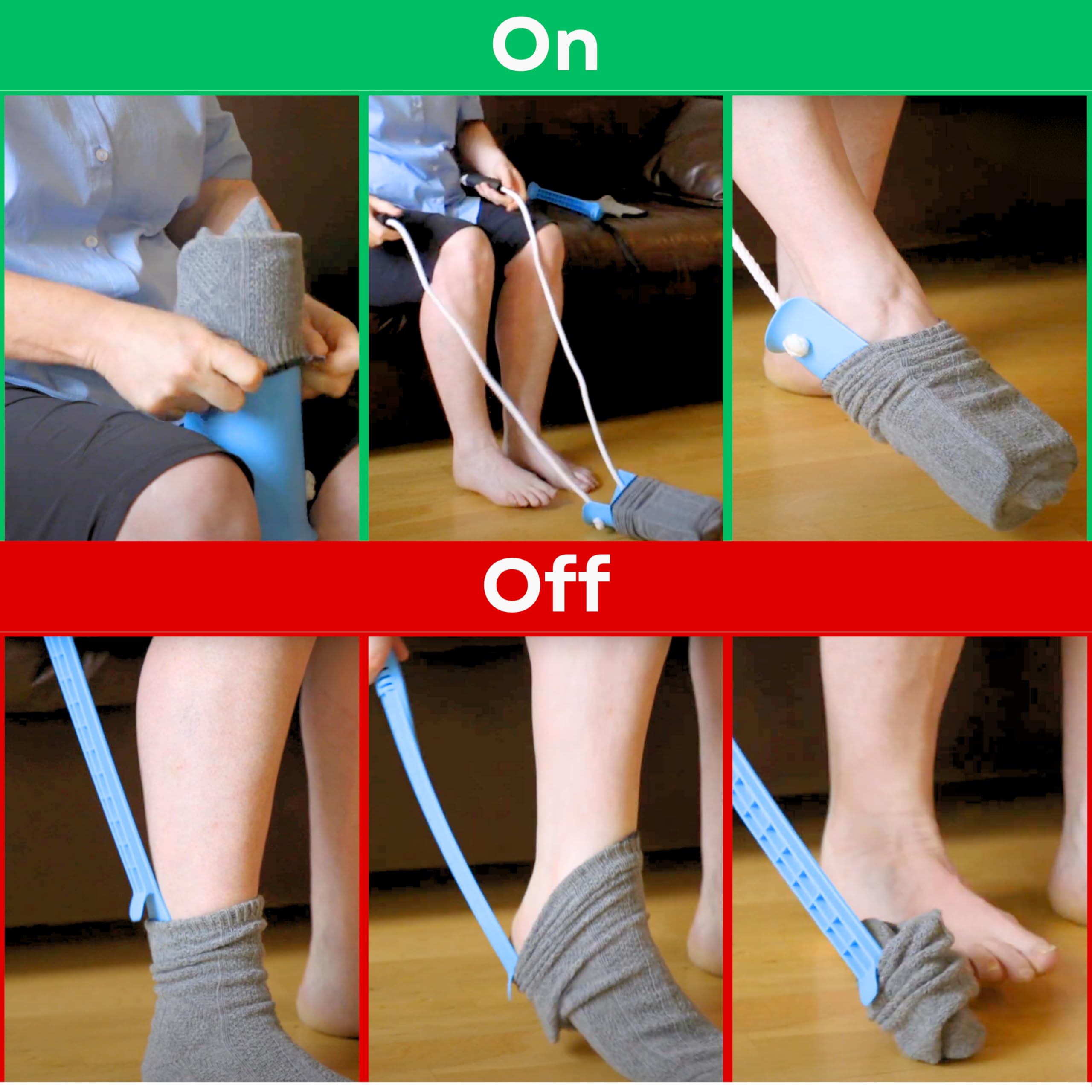 RMS Sock Aid Kit - Easy On Easy Off Device for Putting On Socks and Removing Socks or Stockings for Men and Women with Limited Mobility (Blue)