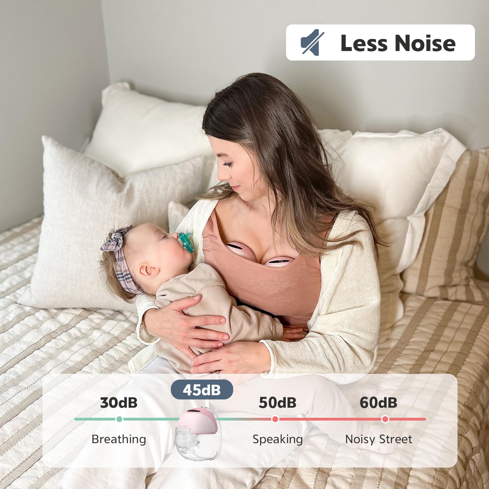 MomMed Wearable Breast Pump S21 - Leak-Proof Design, Hands-Free Double Portable Electric Breast Pump with 9 Levels - 24mm Shield