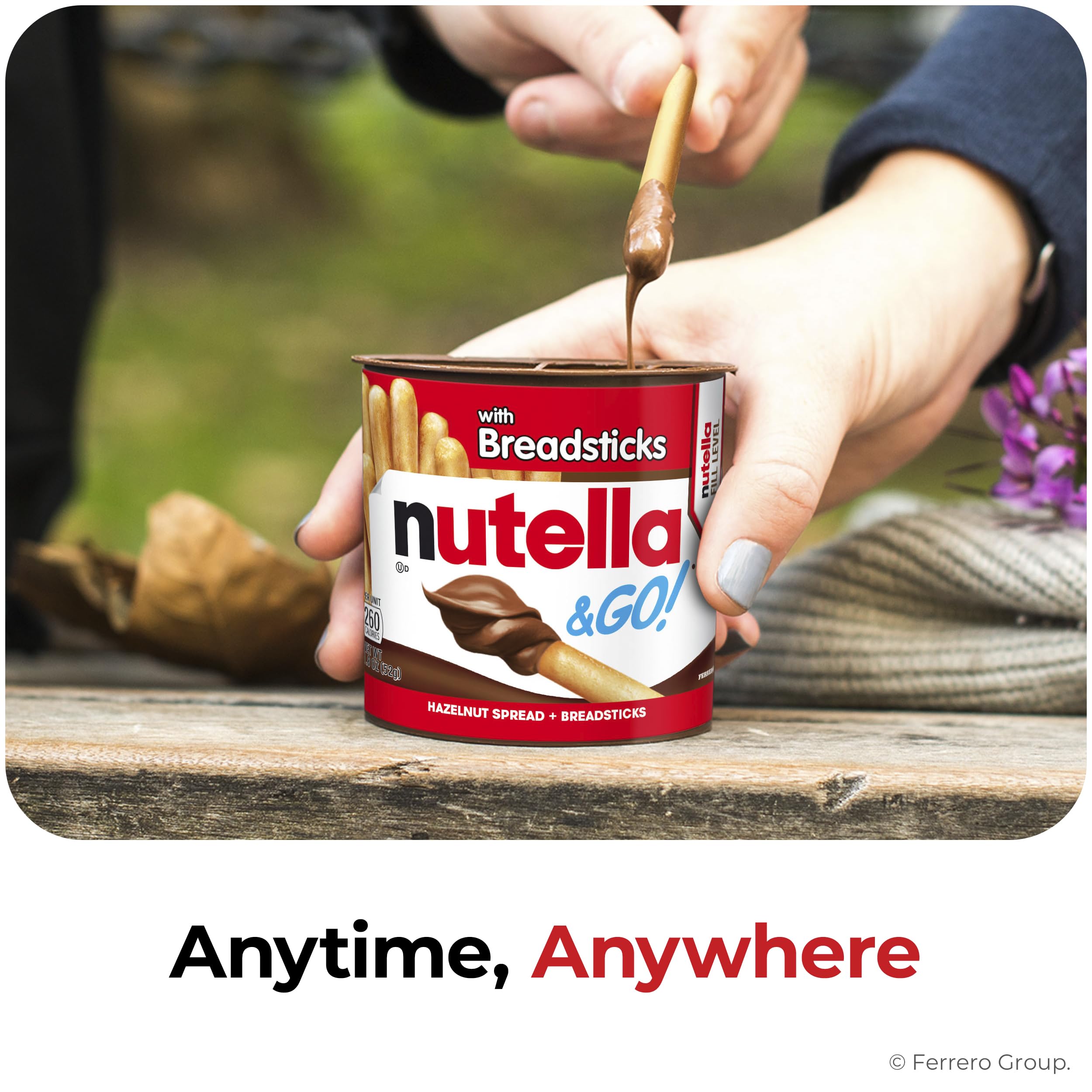 Nutella & GO! Bulk 12 Pack, Hazelnut and Cocoa Spread with Breadsticks, Stocking Stuffers, Snack Cups, 1.8 oz Each​