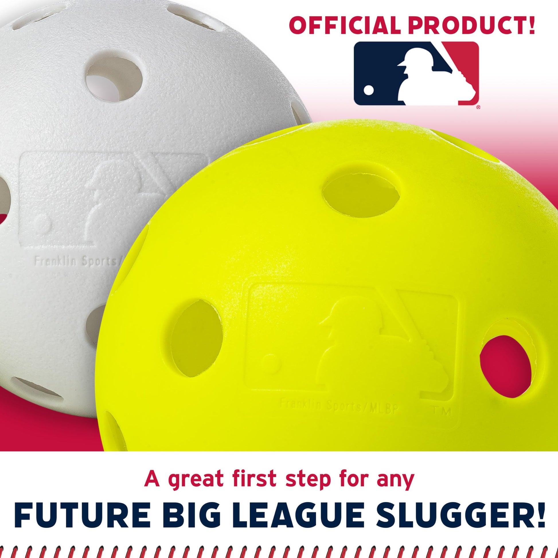Franklin Sports Plastic Baseballs - MLB - Includes 8 Balls for Batting Practice or Backyard Baseball Play - Replacement Balls – 70mm Official Baseball Size - White