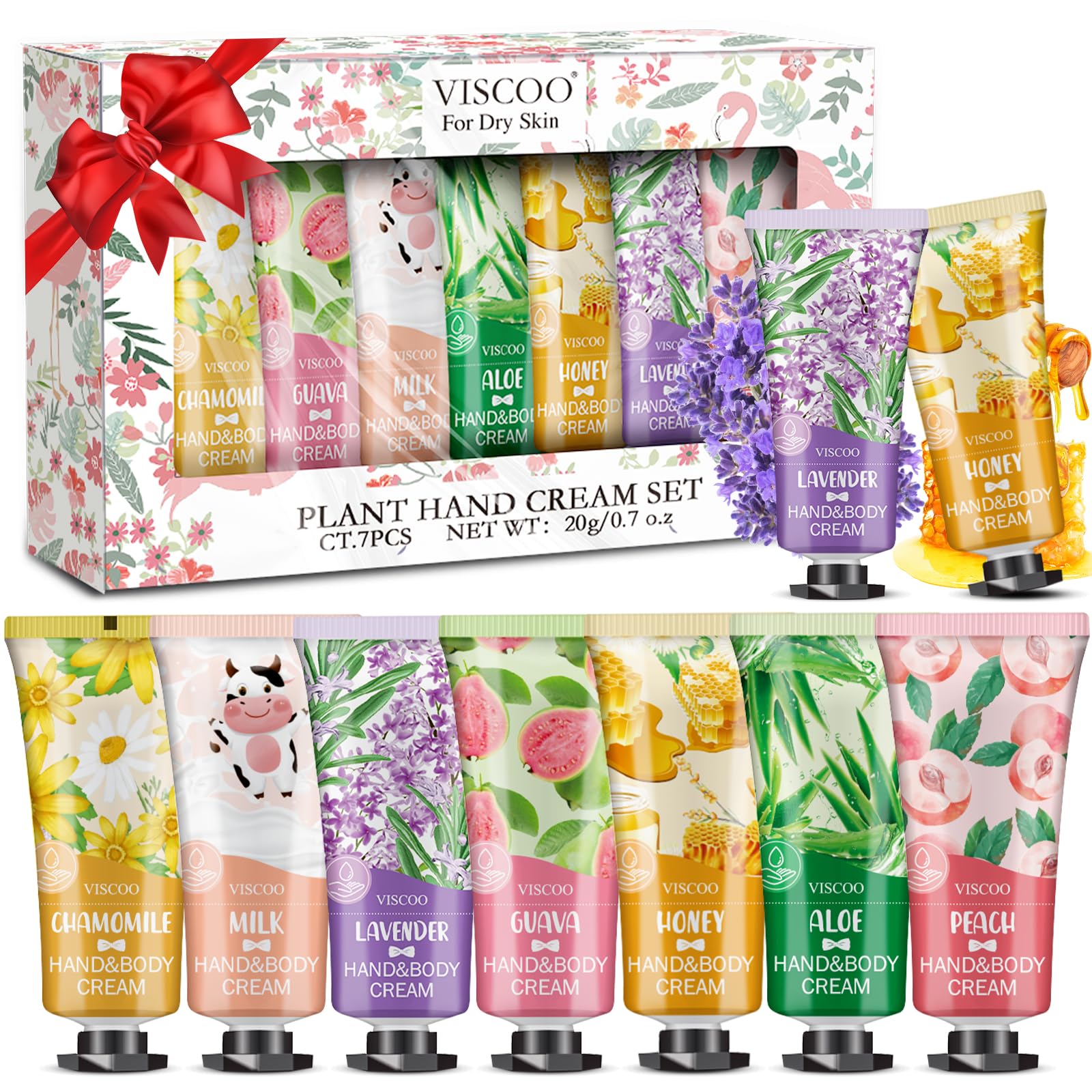 7er-Pack Handcreme-Geschenkset für Frauen, Handlotion für Geburtstagsgeschenke für Frauen, junge Mädchen, Brautjungferngeschenke, Dankeschön-Geschenke, Mini-Feuchtigkeitsspendende Handlotion Reisegröße in Großpackung für trockene rissige Hände