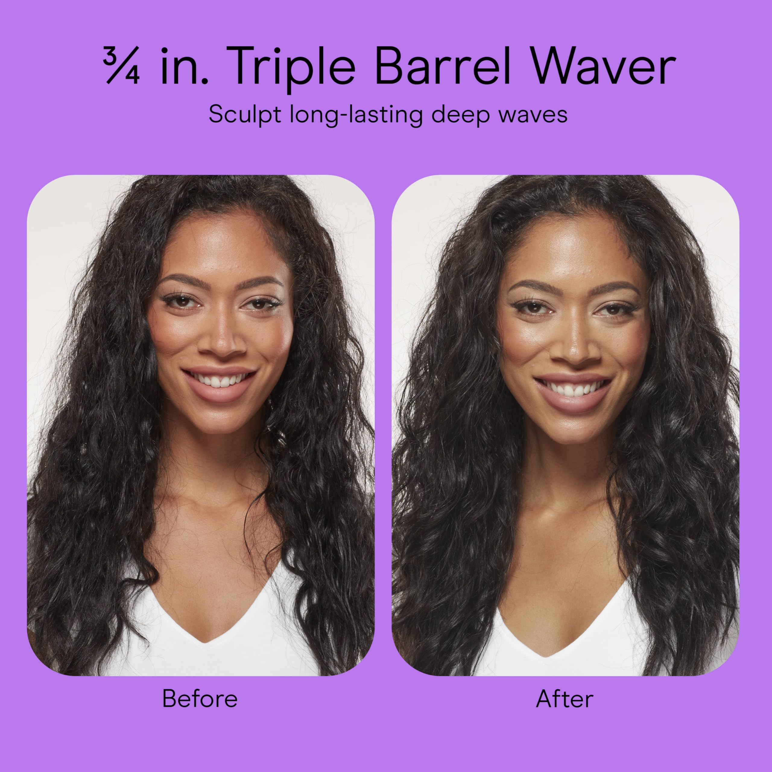 Conair Double Ceramic 3 Barrel Curling Iron, Hair Waver, Create Beachy Waves, Long-Lasting Natural Tight Waves for all Hair Lengths, White / Rose Gold