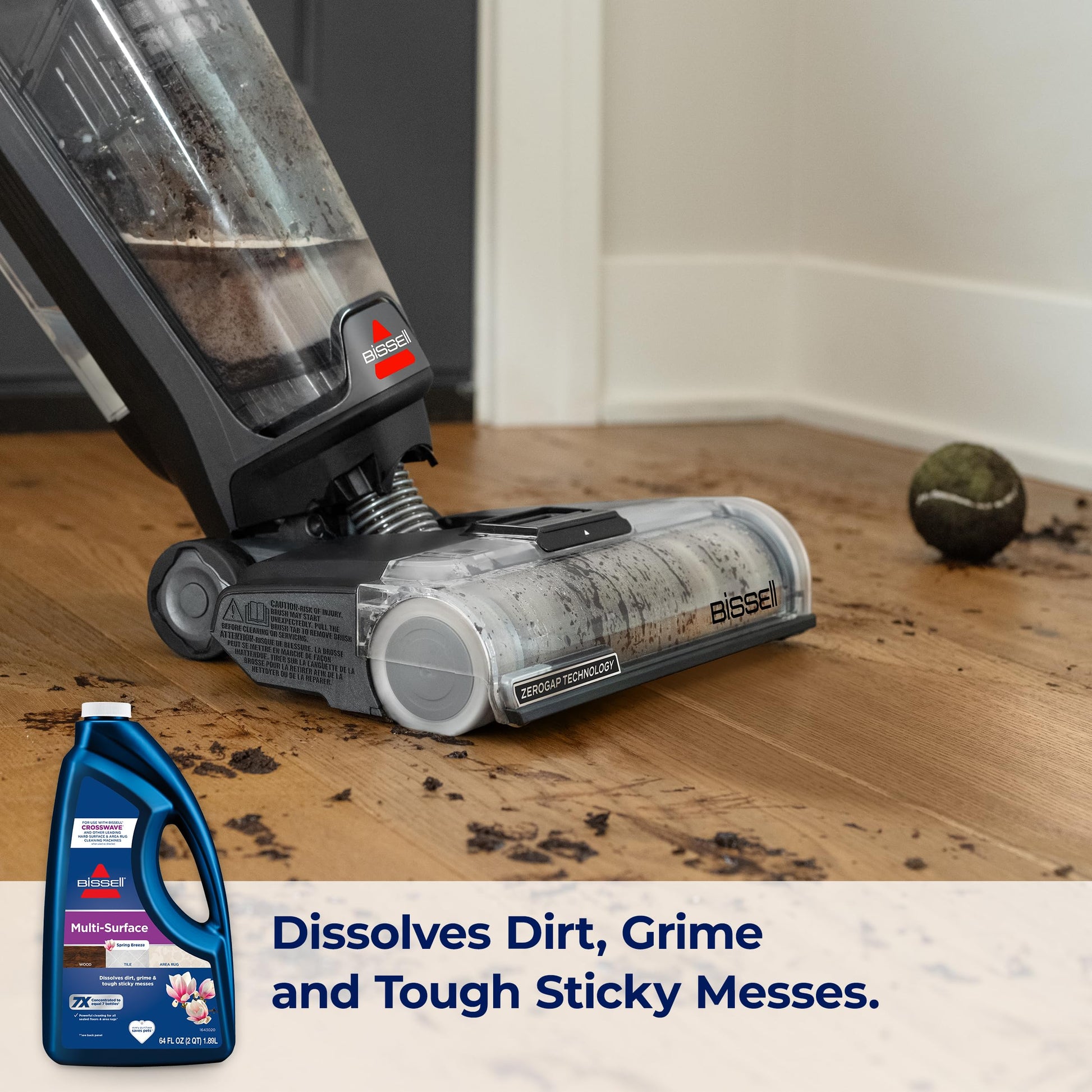 Bissell MultiSurface Floor Cleaning Formula-Crosswave and Spinwave, 17891, 64oz, Removes Everyday Dirt and Grime, Safe on Sealed Hard Floors, Tile, Laminate, Area Rugs, Spring Breeze