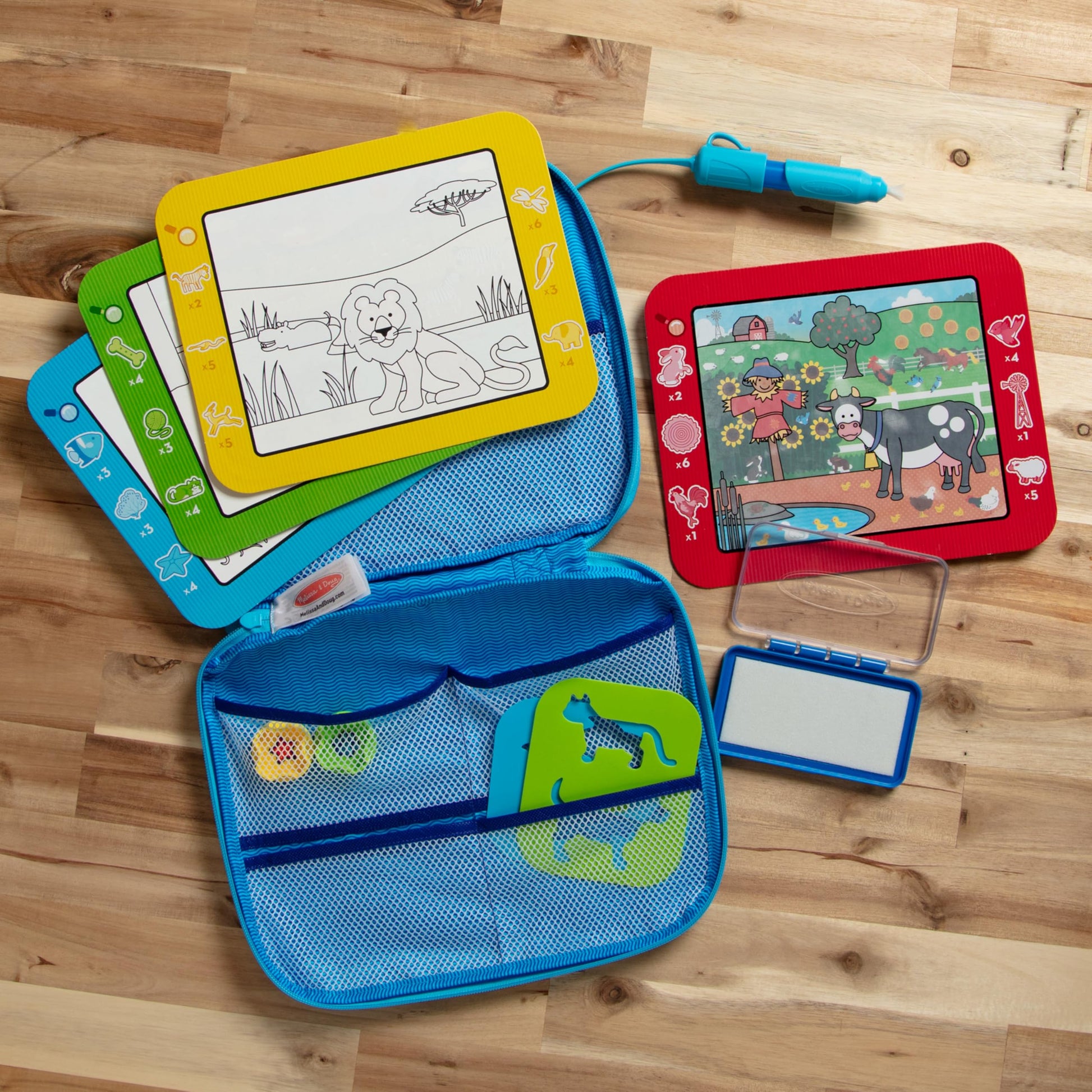 Melissa & Doug Water Wow! Take-Along Reusable Color-Reveal Drawing Set Mess-Free Multi-Activity Pad with Water PenTravel Toy for Toddlers & Kids Ages 3+