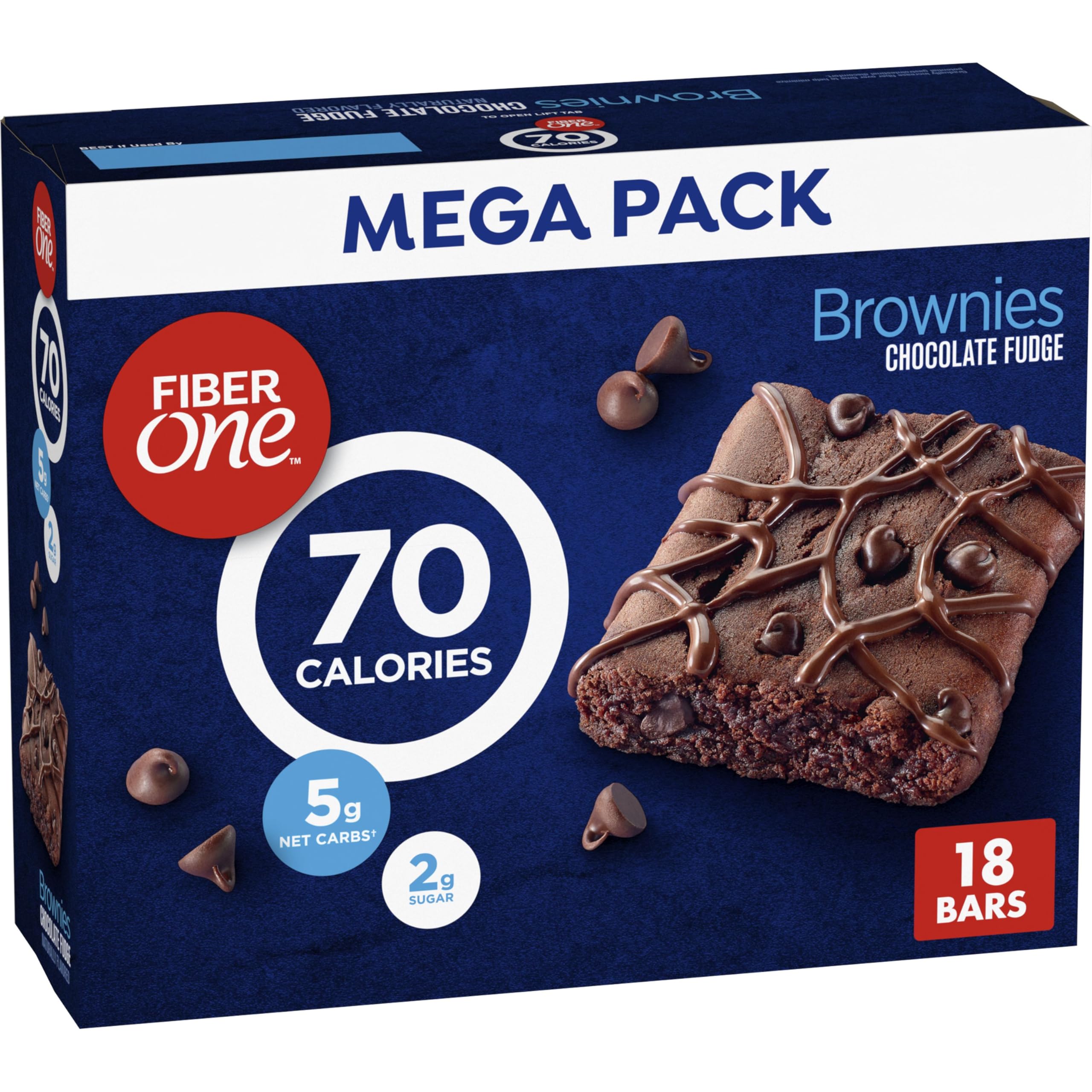 Fiber One 70 Calorie Brownies, Chocolate Fudge Snack Bars, Mega Pack, 18 Ct, 16 oz