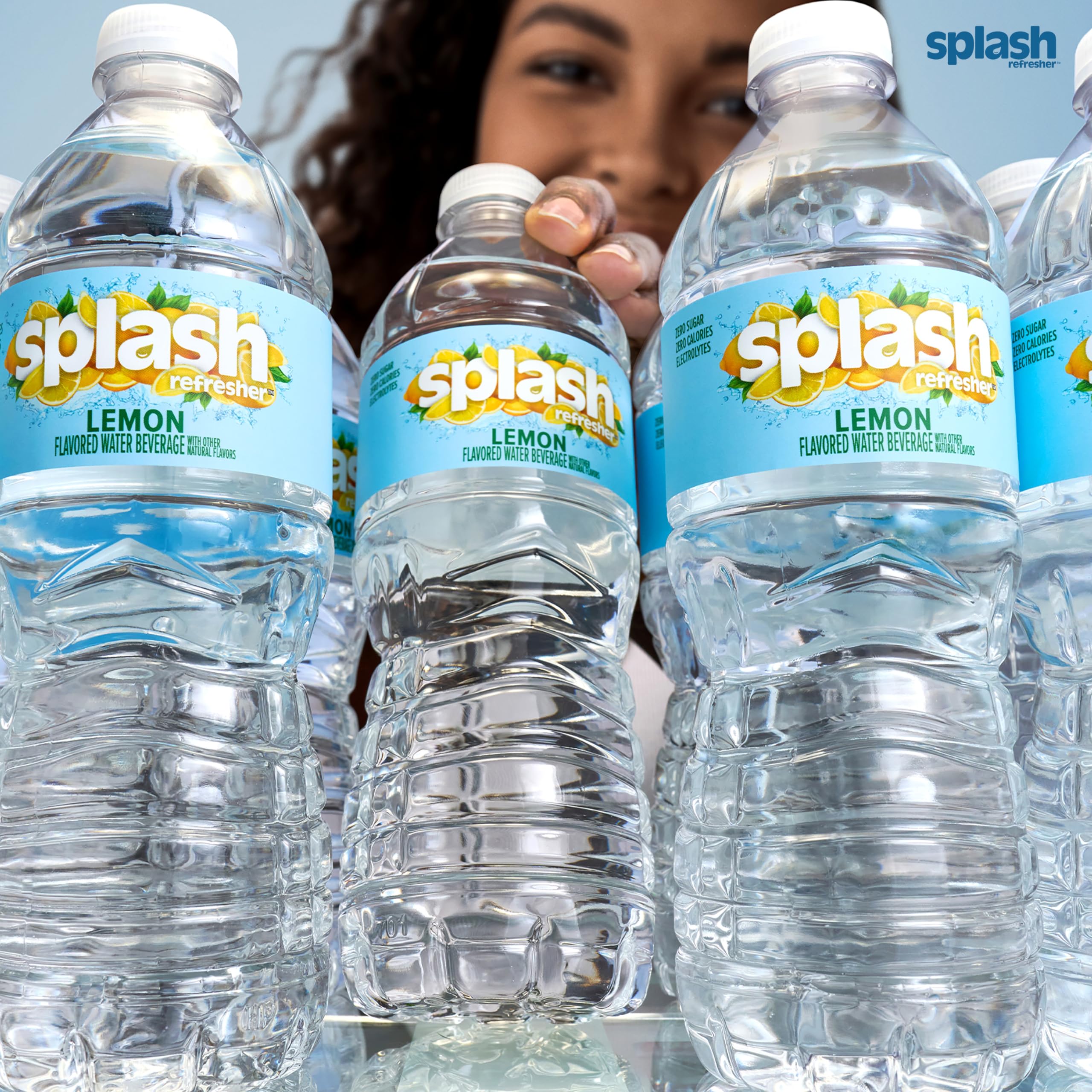 Splash Refresher Flavored Water Bottles, Lemon Flavor - 6-Pack, 16.9 Fl Oz - Refreshing Flavored Bottled Water with Electrolytes - Zero Sugar & Zero Calories