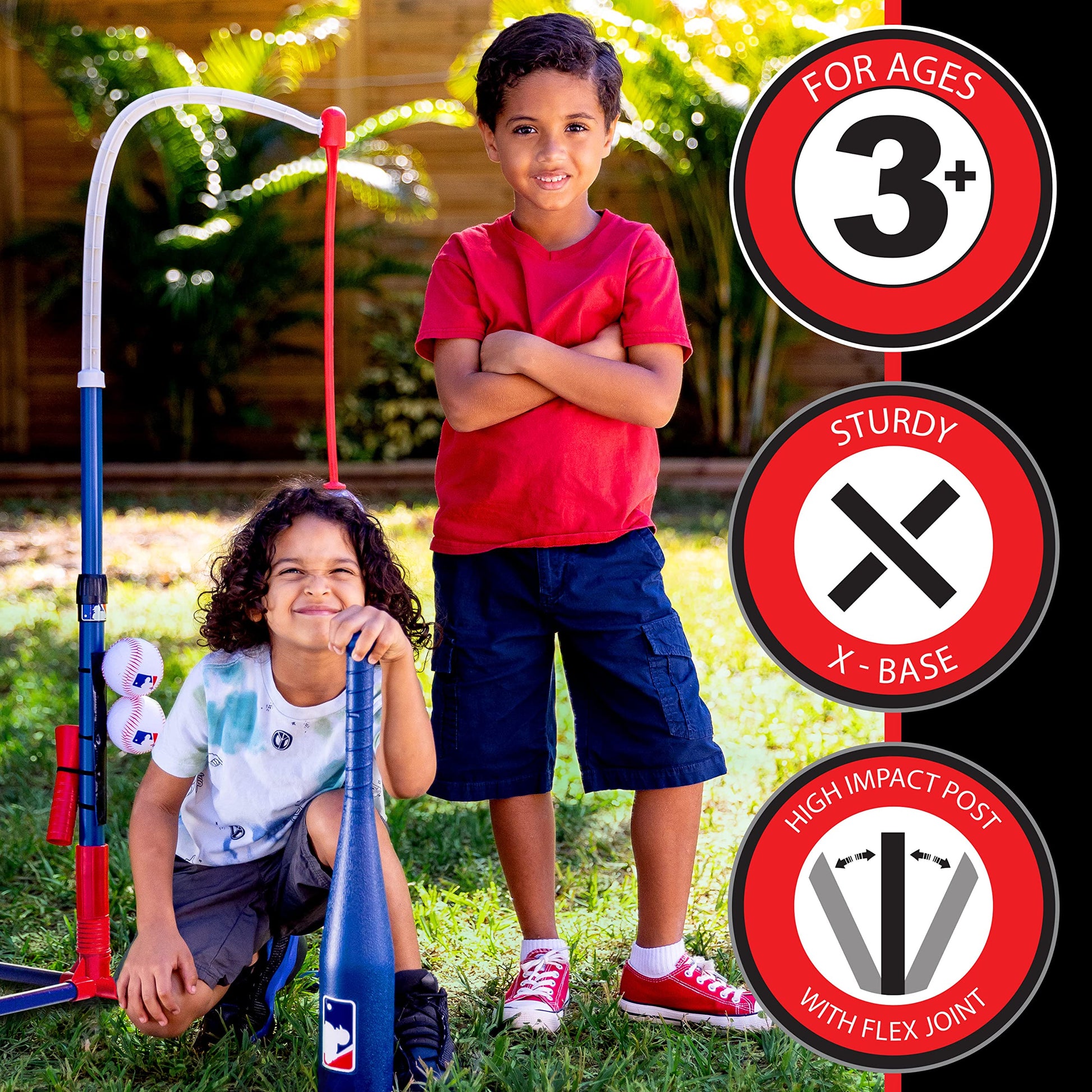 Franklin Sports Kids Batting Tee - MLB 2-in-1 Grow-with-Me - Adjustable Youth Hitting Tee - Perfect for Teeball and Baseball, Multi