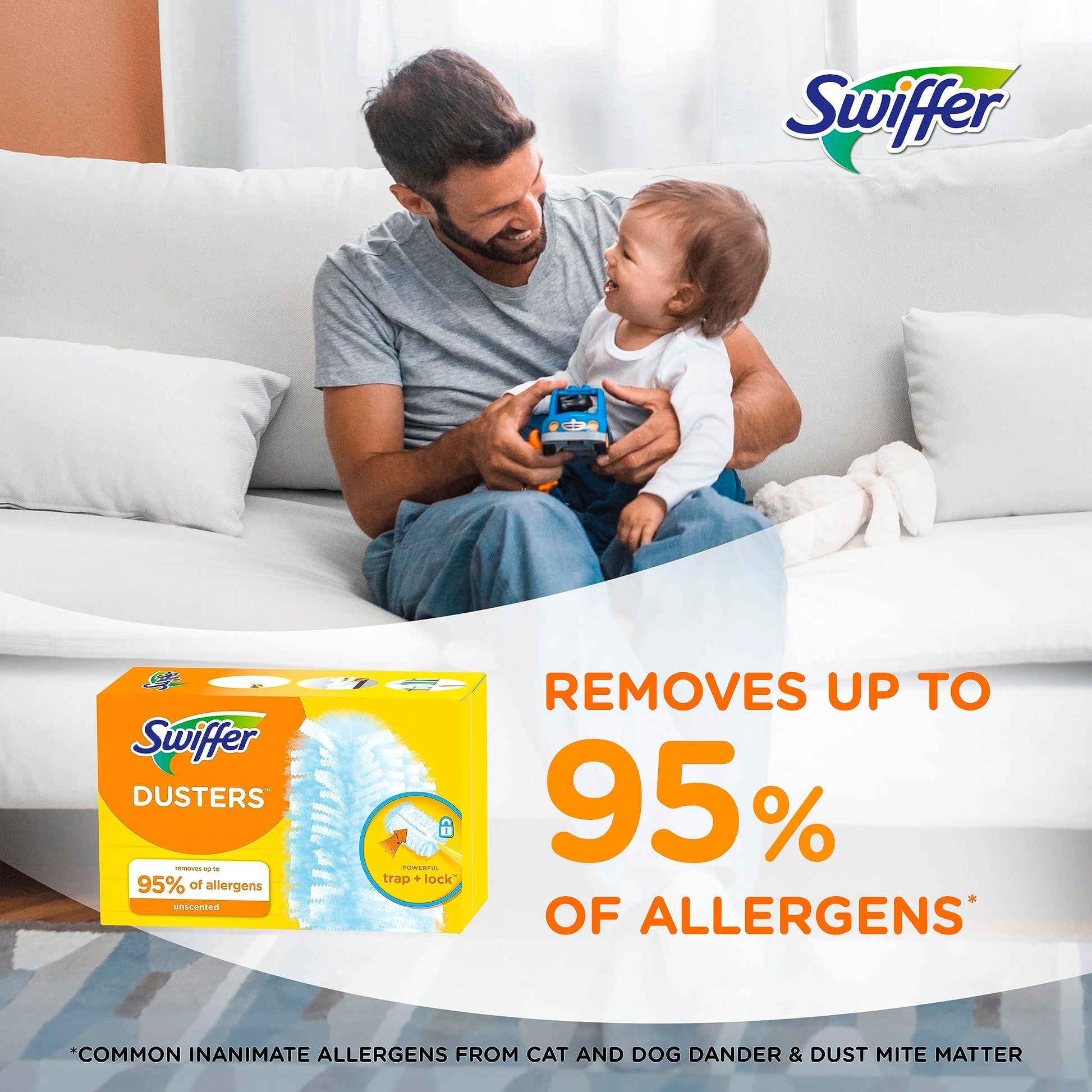 Swiffer Dusters Refill for Cleaning, Made by SWIFFER, Feather & Microfiber Duster Disposable Alternative, for Dusting Furniture, Blinds, Ceiling Fans, Walls, Helps Remove Allergens, Unscented, 18ct​