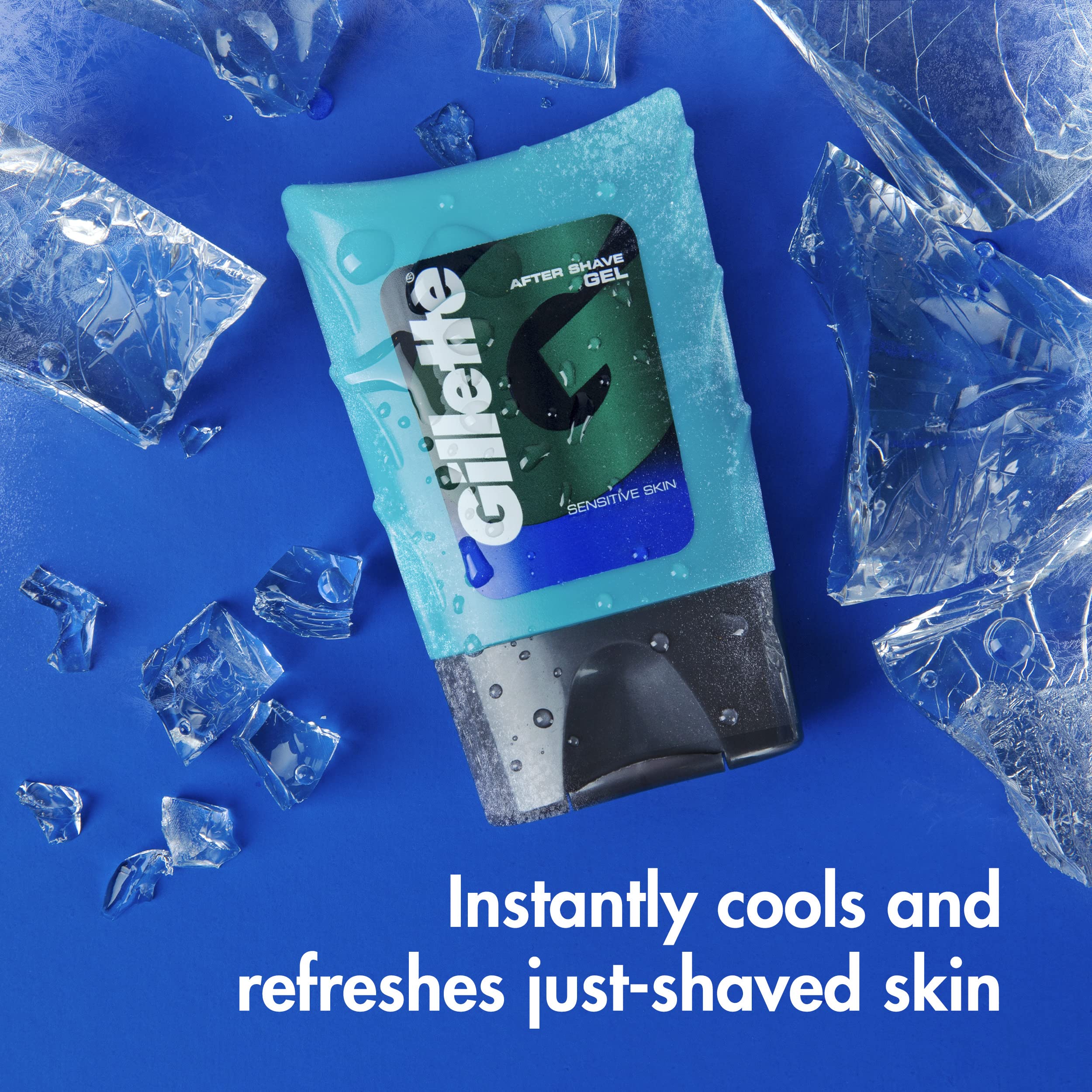 Gillette After Shave Gel for Men, Aftershave for Men, After Shave Lotion for Men, Calms, Soothes and Refreshes Sensitive Skin, Light Fragrance, 2.5 oz, Pack of 6, After Shave Cologne Men, Aftershave