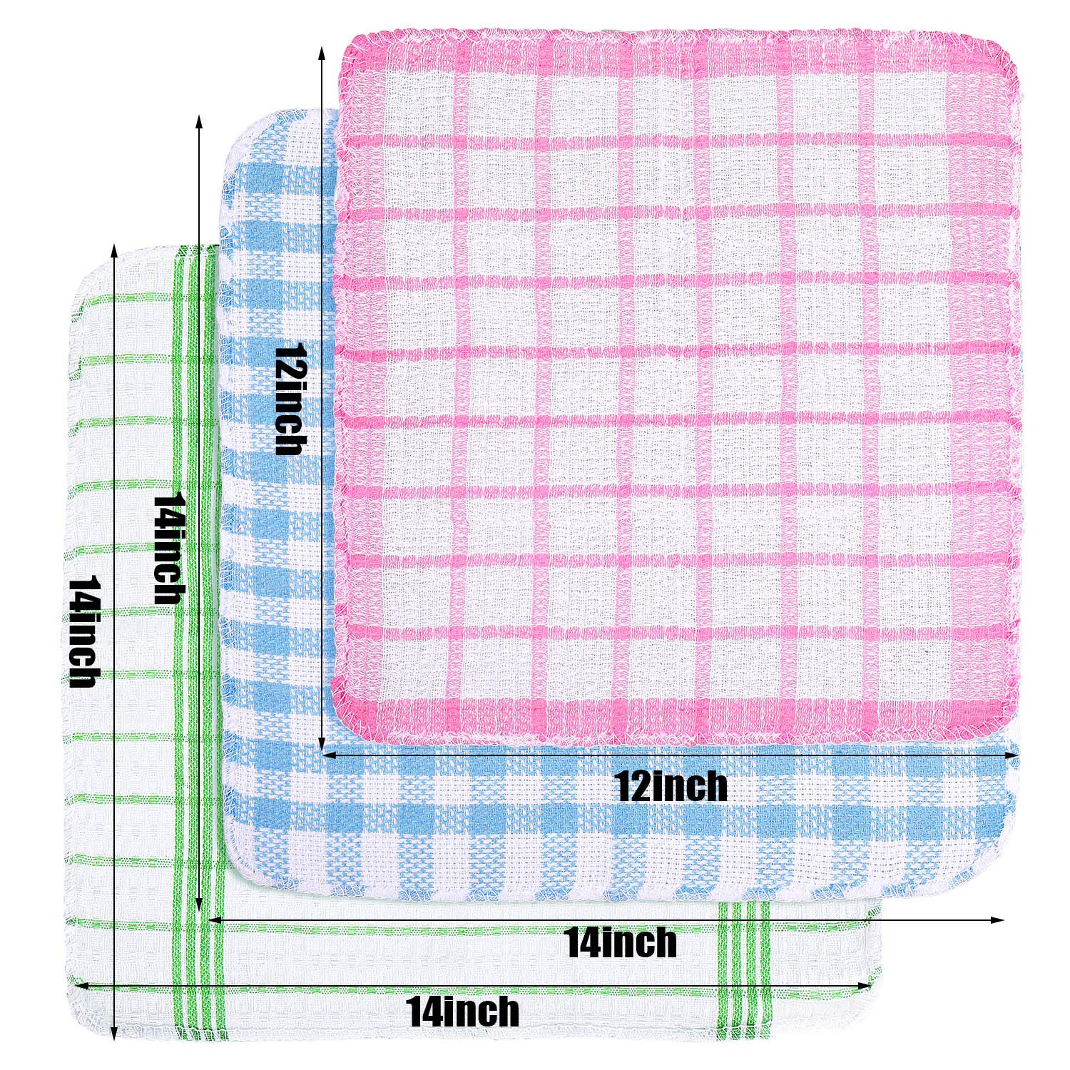Patelai 12 Pcs Kitchen Dish Cloths for Washing Dishes Cleaning Cloth Absorbent Dish Rags Drying Cleaning Towels for Scrubbing Wipe Glass Home and Kitchen(Bright Color,13.8'' X 13.8'', 11.8 x 11.8'')