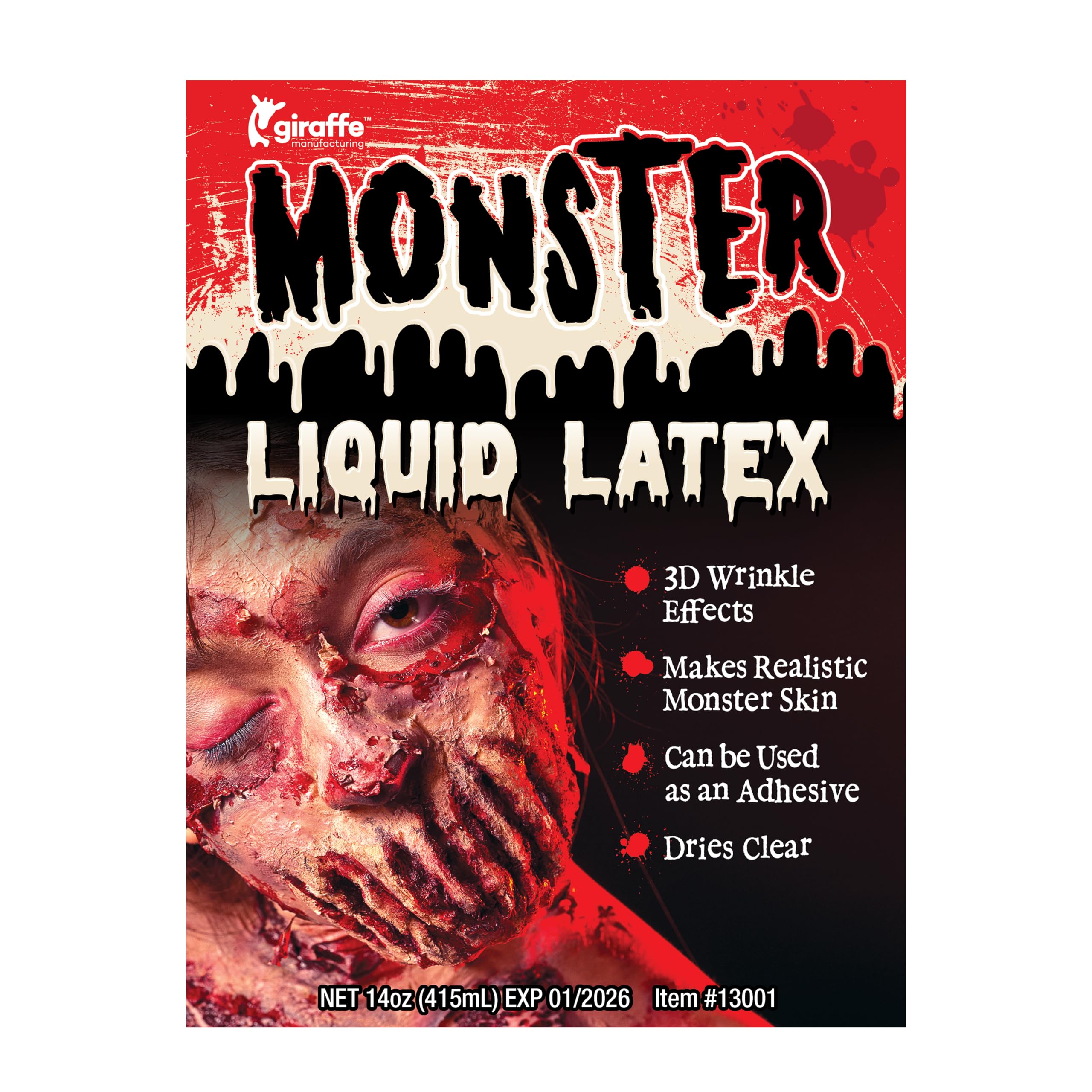 KANGAROO Professional Grade Liquid Latex SFX Makeup Prosthetics 14 oz - Body Paint Special Effects for Halloween, Cosplay, Theater & Film - Creates Fake Scars, Wounds, Zombie Makeup Skin