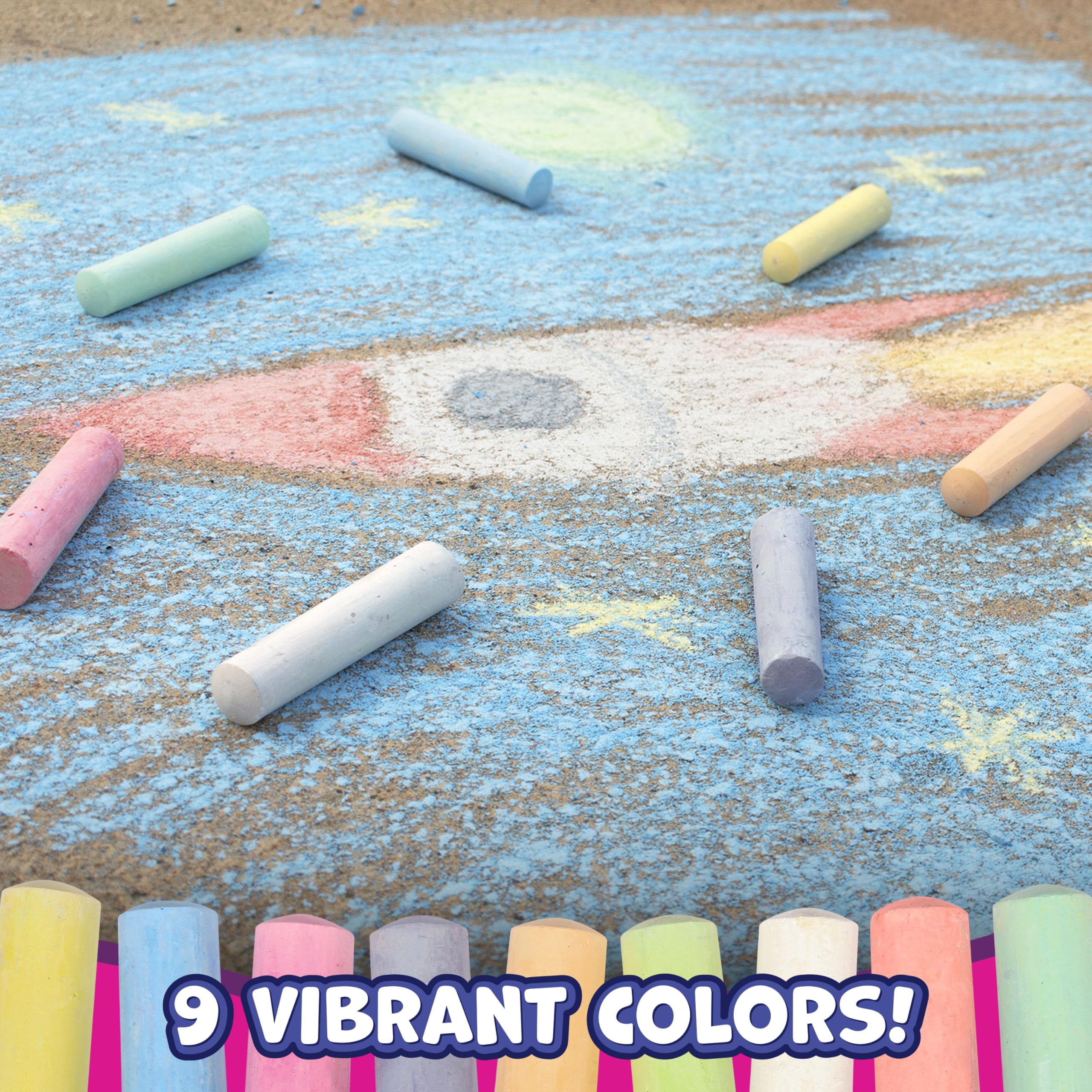 READY 2 LEARN Jumbo Sidewalk Chalk | Set of 20 | 9 Colors | Washable and Non-Toxic | Bulk Set of Chalk for Kids