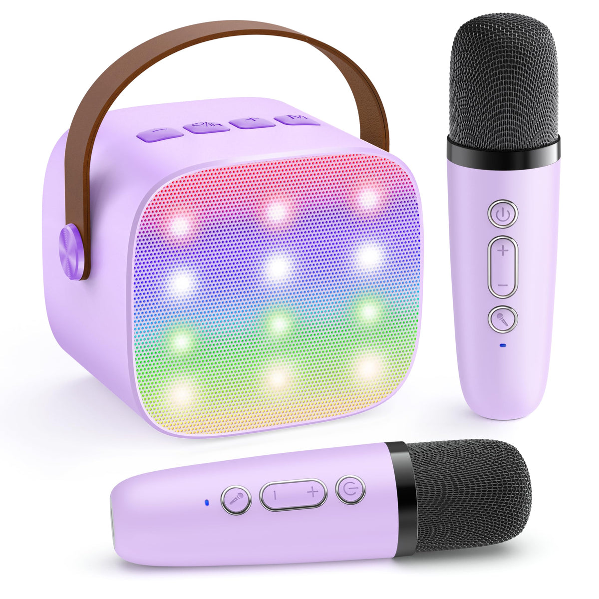 YLL Mini Karaoke Maschine mit 2 kabellosen Mikrofonen, TOP Kindergeschenk für Mädchen im Alter von 3, 4, 5, 6, 7, 8, 9, 10, 11, 12+ Jahren, 4-12 Jahre altes Geburtstagsgeschenk für Mädchen und Jungen Party (Lila)