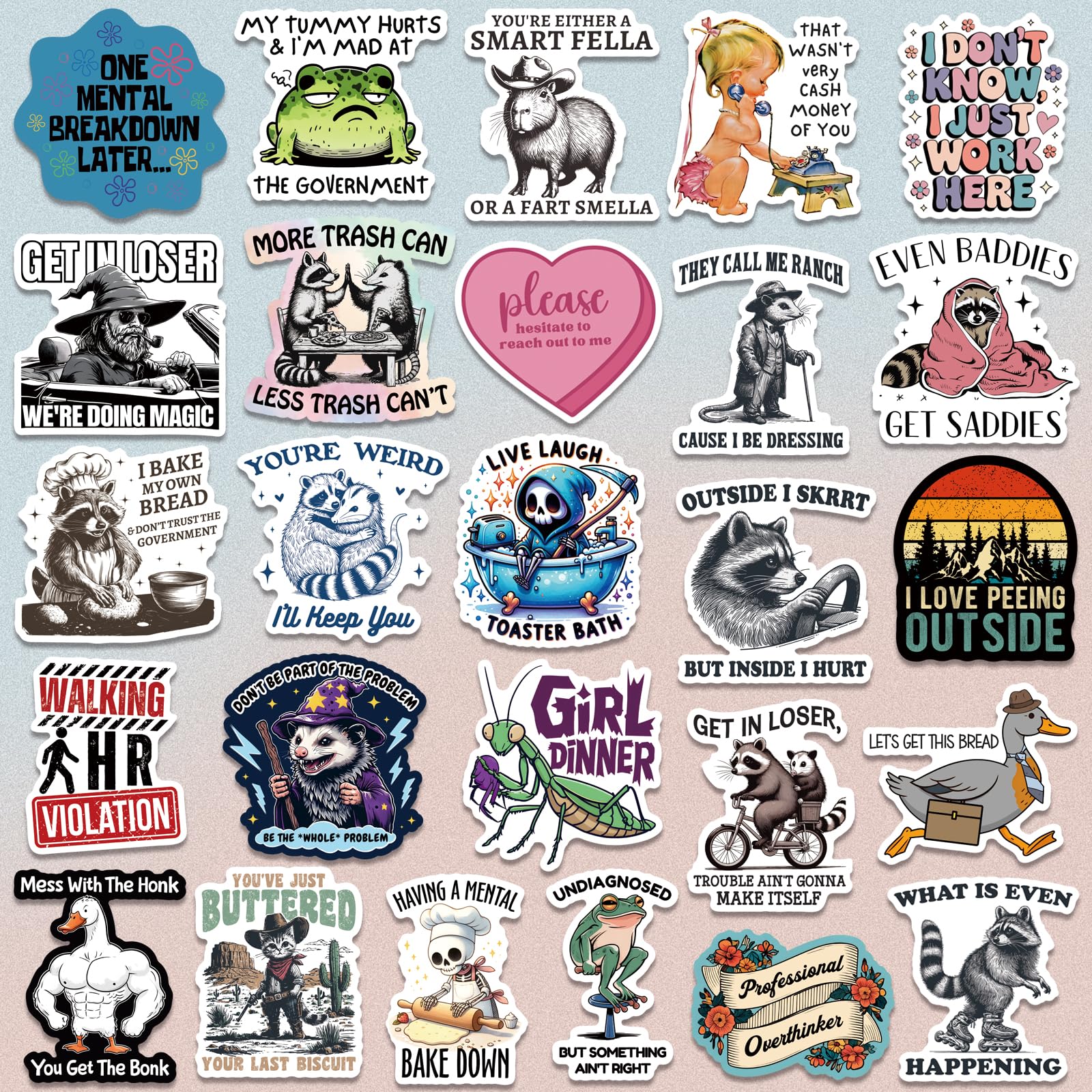 200 PCS Funny Holographic Stickers for Adults, Waterproof Vinyl Sarcastic Meme Decals for Laptop, Water Bottle, Phone, Kindle, Journal, Scrapbook, Bumper, Skateboard, Luggage, No Repeats