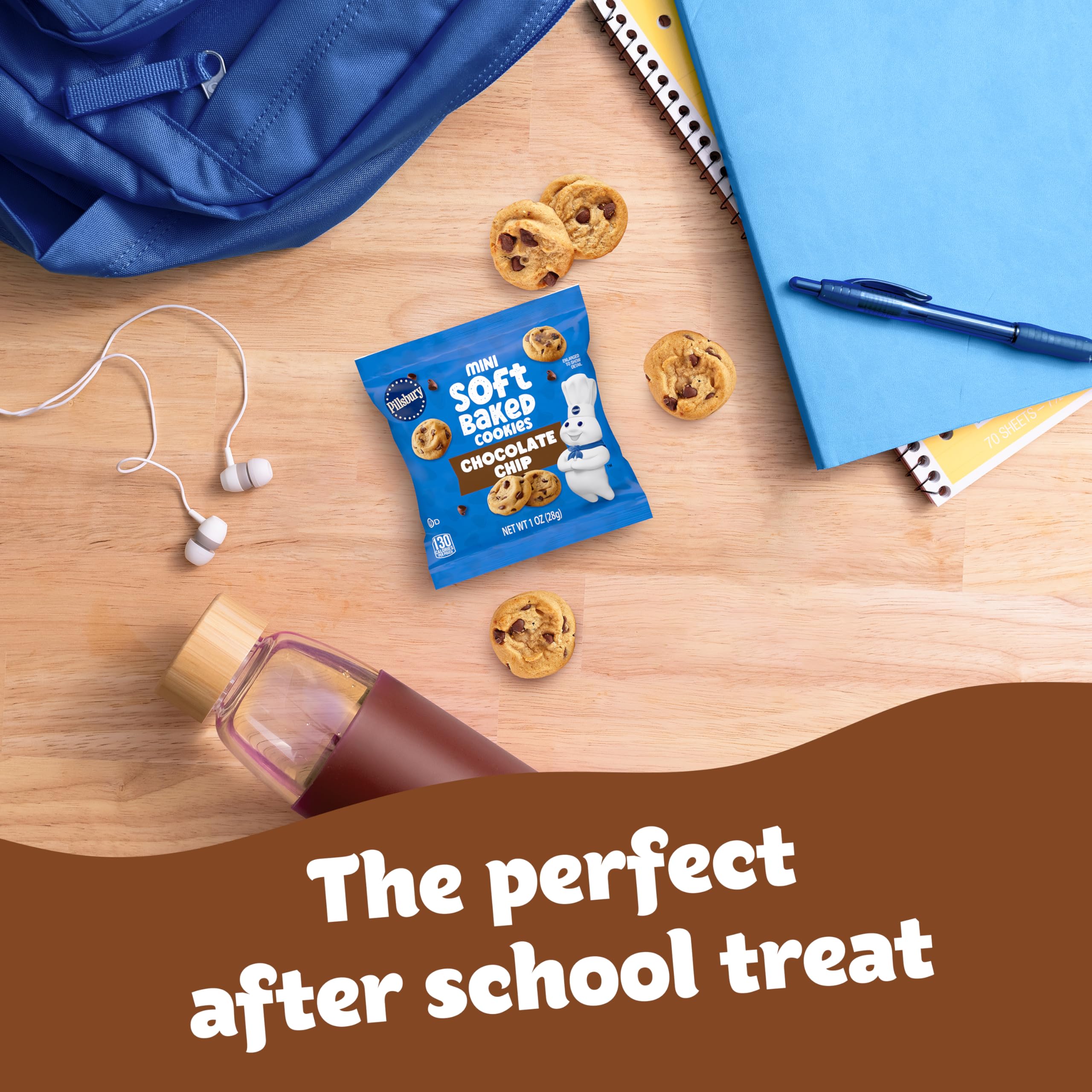 Pillsbury Mini Soft Baked Cookies, Chocolate Chip, Snack Bags, 10 Ct, 10 oz