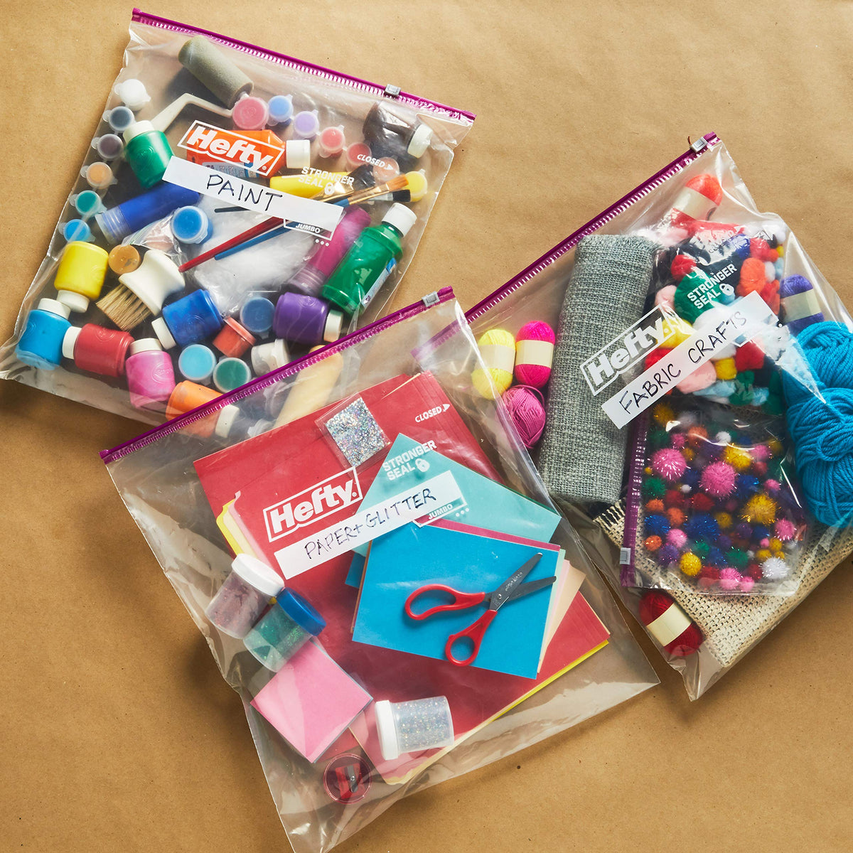 Hefty Slider Jumbo Storage Bags, 2.5 Gallon Size, 3 Boxes of 15 Bags (45 Total)