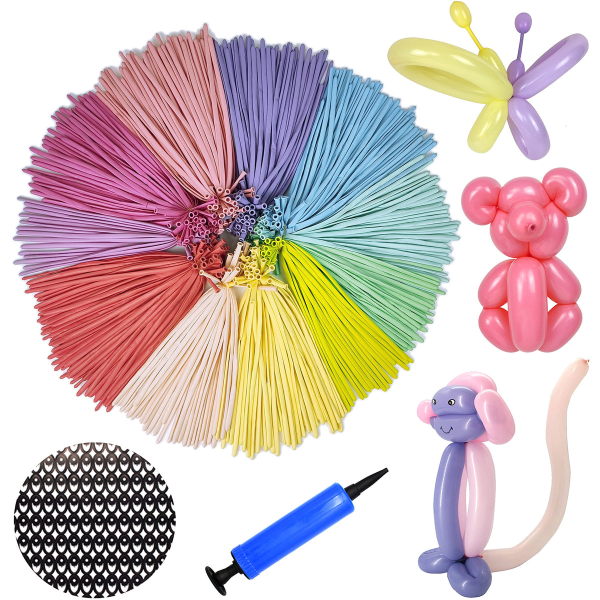 LXZFCRG 260 Luftballons, 100 Stück, hochwertige lange Latex-Modellierballons für Geburtstag, Hochzeit, Festival, Party, Pastellfarben, 100 Stück
