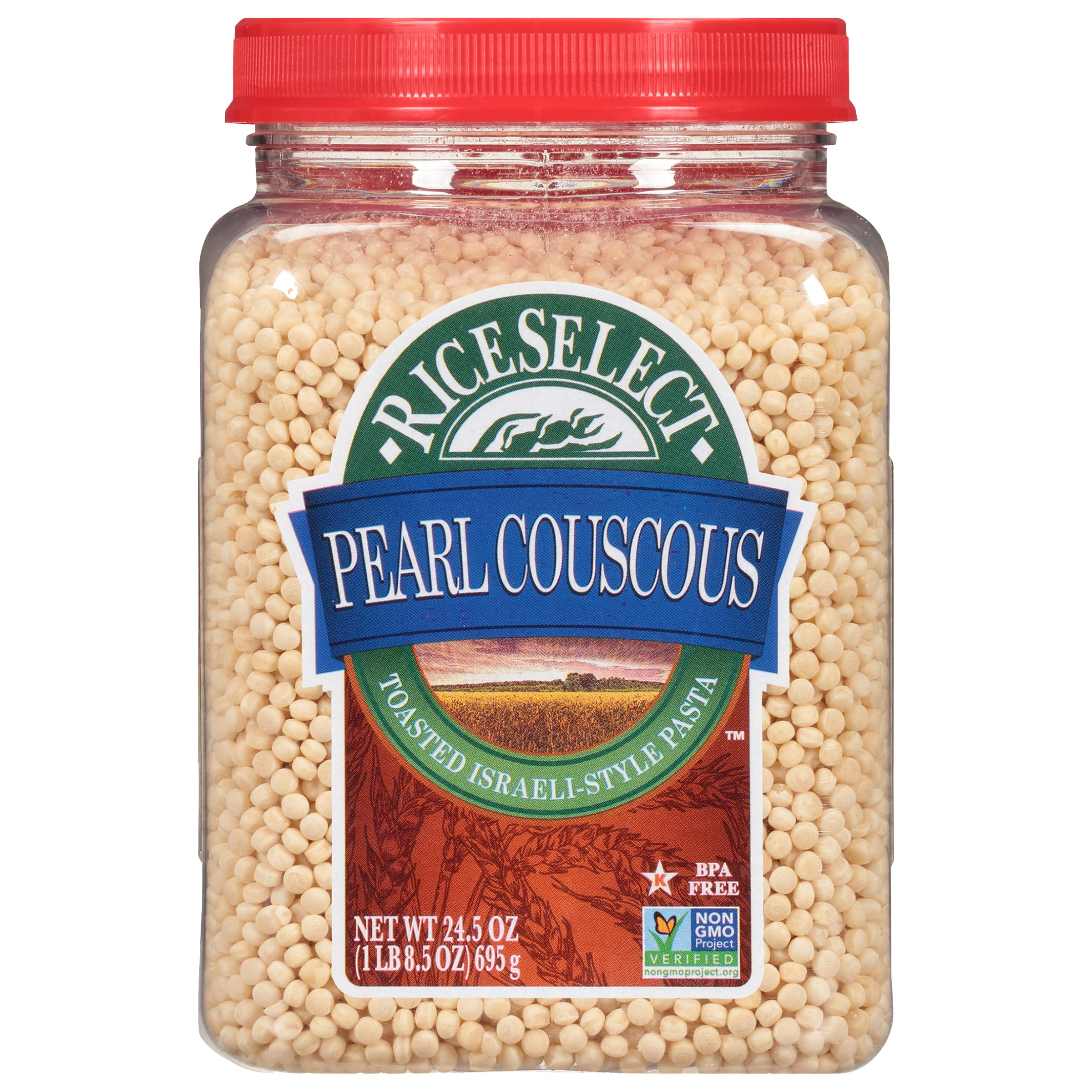 RiceSelect Perlcouscous, israelischer Couscous aus Weizen, gentechnikfrei, 694 g Glas, (1er Pack)