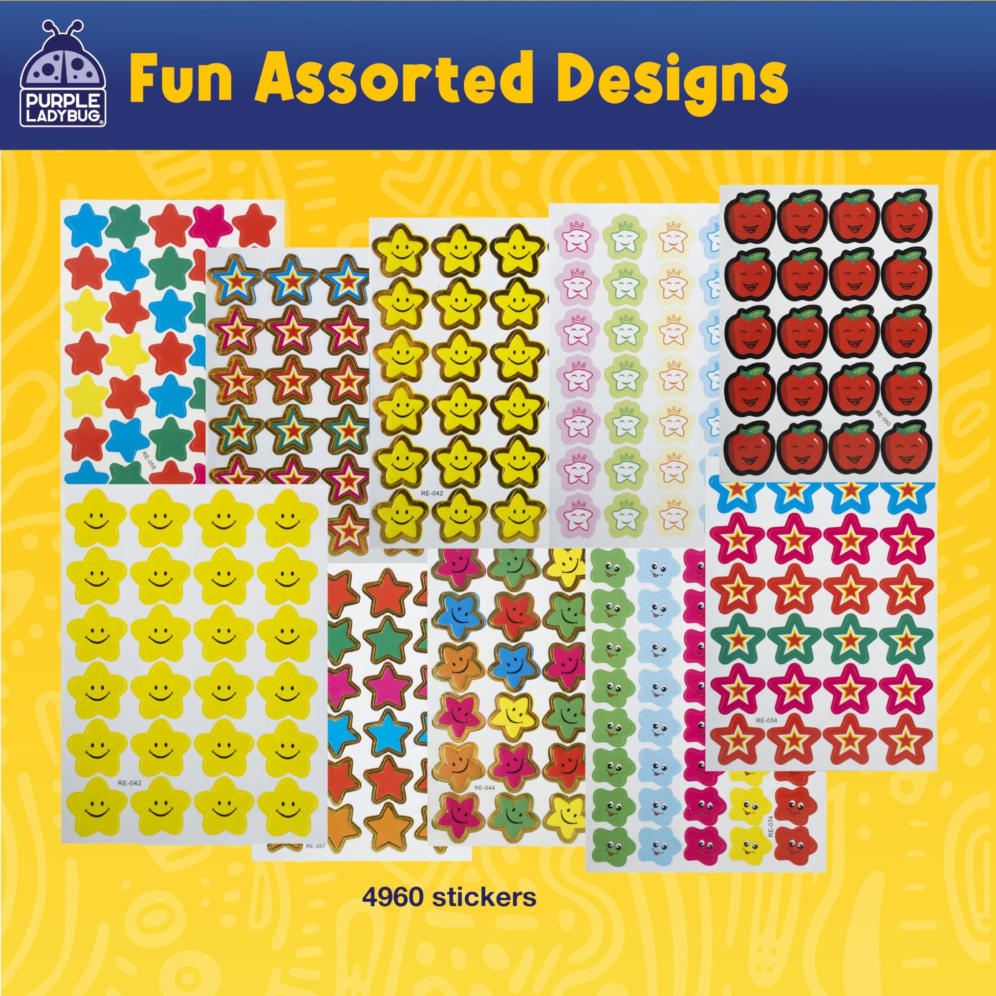Purple Ladybug Teacher Stickers for Students - 4960 Reward Stickers for Classroom Supplies, Teacher Must-Haves & School Stickers, Small Stickers for Reward Charts, Back to School Gift, Summer Activity
