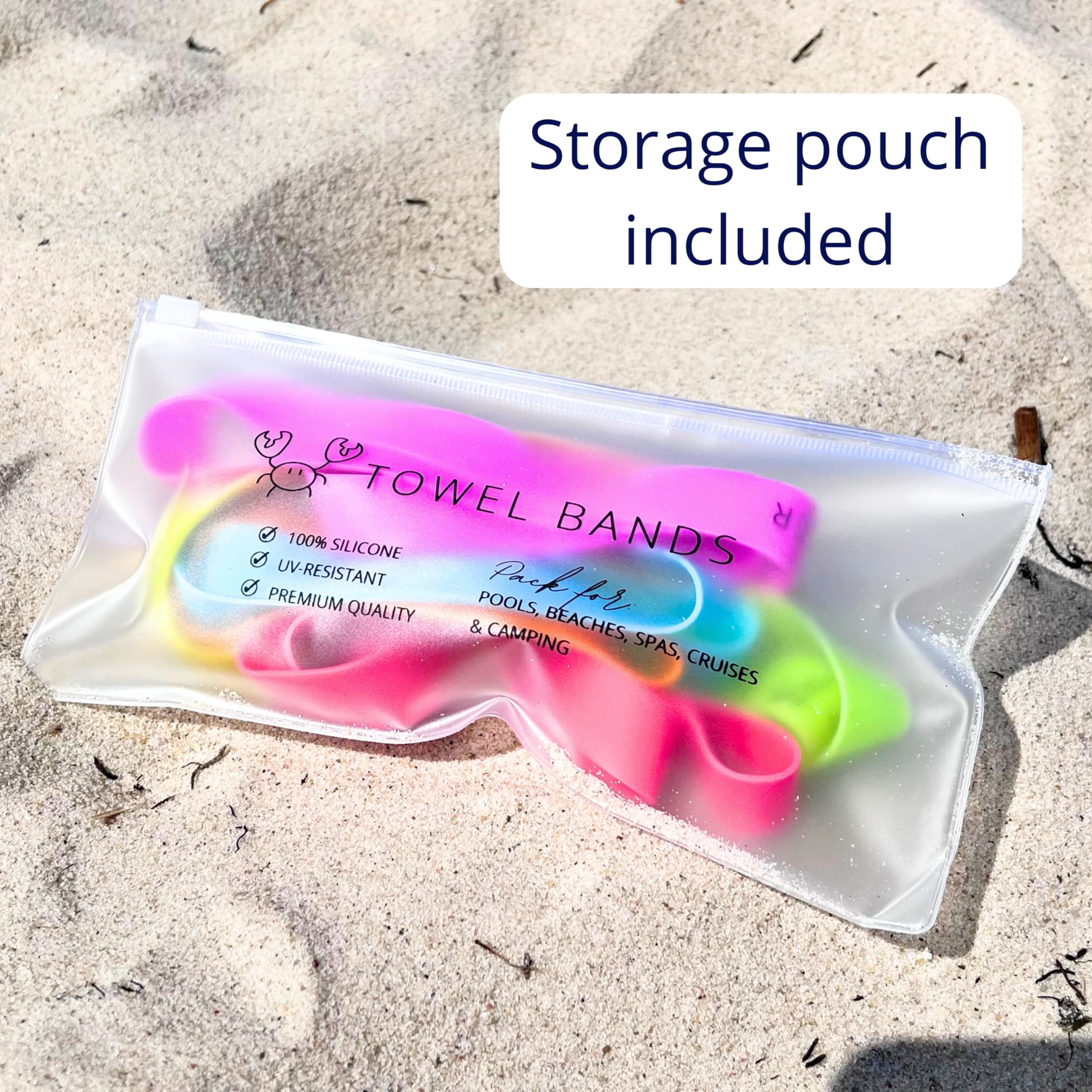 Towel Bands (6-Pack), Beach Pool & Cruise Chairs, Extra Durable, No Snapping, Cruise Ship & Beach Essentials, Great Alternative to Beach Towel Clips (3 Regular + 3 Glow in The Dark