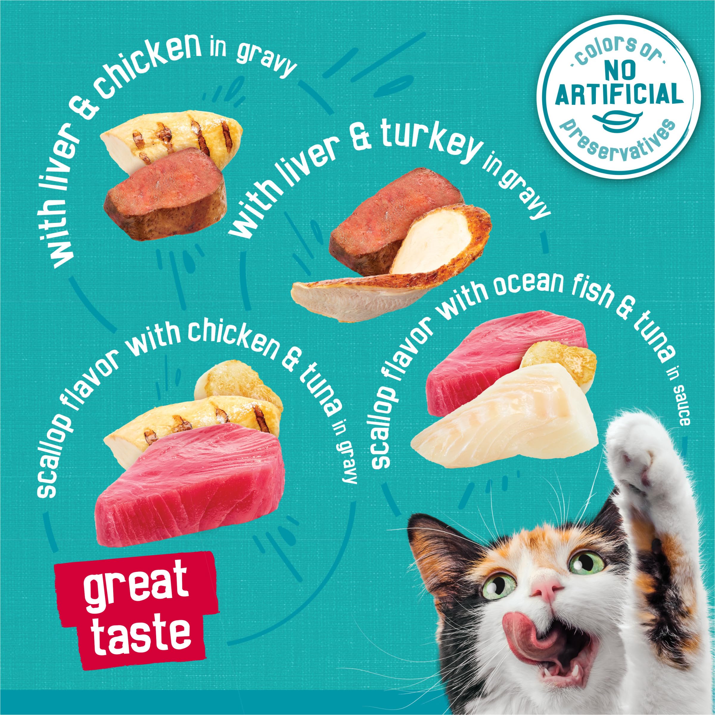 Purina Friskies Wet Cat Food Variety Pack, Tasty Treasures Prime Filets (With Chicken and Tuna, With Chicken, and With Ocean Fish and Tuna, and With Turkey) - (Pack of 24) 5.5 oz. Cans
