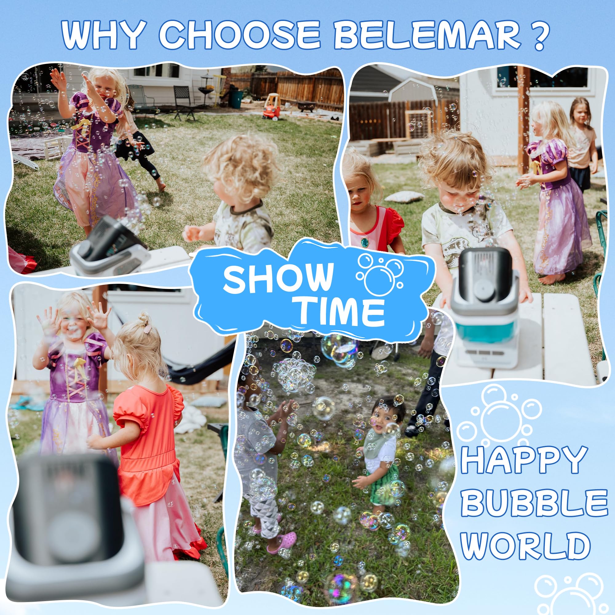 2025 Upgraded Bubble Machine with Remote Control, Automatic Rotation & RGB Lights, 1800mAh Rechargeable Battery, Type-C Charge, Bubble Maker for Kids, Weddings, Birthday Parties, Outdoor Activities