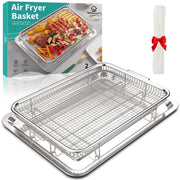 Air Fryer Basket for Oven, OPENICE 15.6" x 11.6" Large Air Fryer Tray and Pan with 30PCS Parchment Papers, Stainless Steel Oven Air Fryer Basket and Tray for Baking Grilling