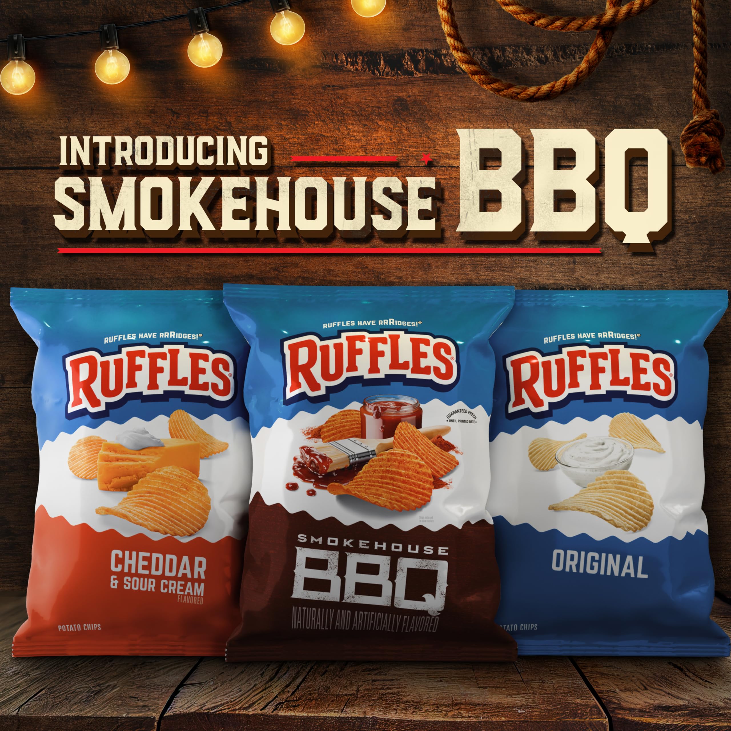 Ruffles Potato Chips, 4 Flavor Variety Pack, 1 oz Bags (Pack of 21)