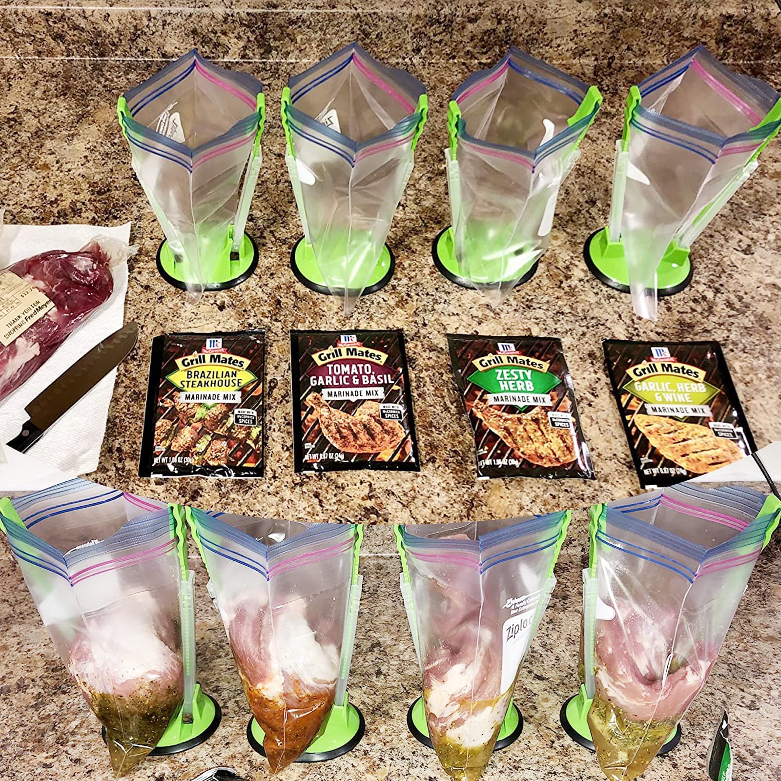 Baggy Rack Holder For Food Prep Bag/plastic Freezer Bag/Ziplock Bag Holder Stand, Meal Planning/prep Bag Holders,4 Pack/4pcs