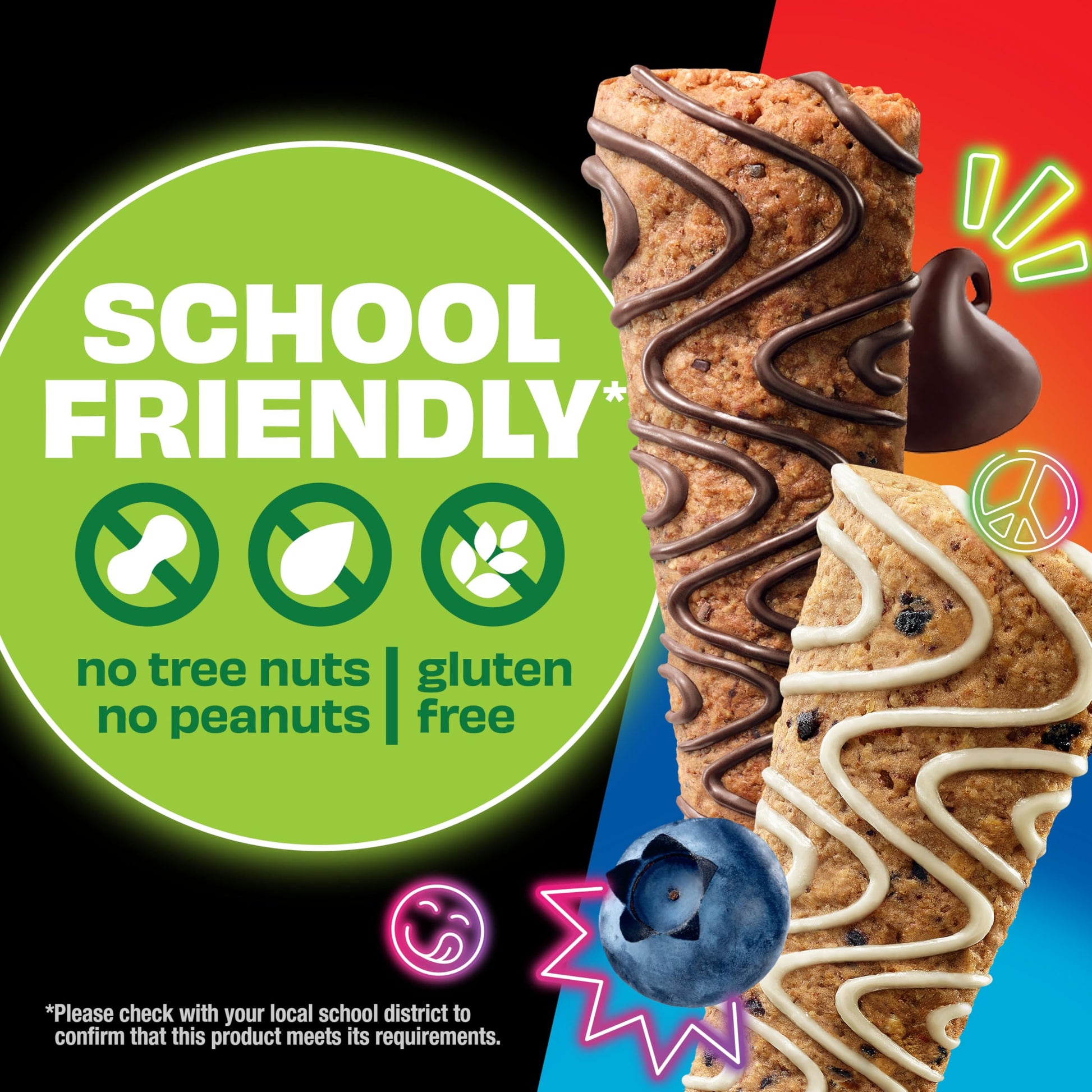 KIND Kids School Friendly Blueberry Muffin and Chocolate Chip Oat Bars Variety Pack, Tree Nut and Peanut Free, Gluten Free, Made With Whole Grain Oats, 5g Protein, 10 Count