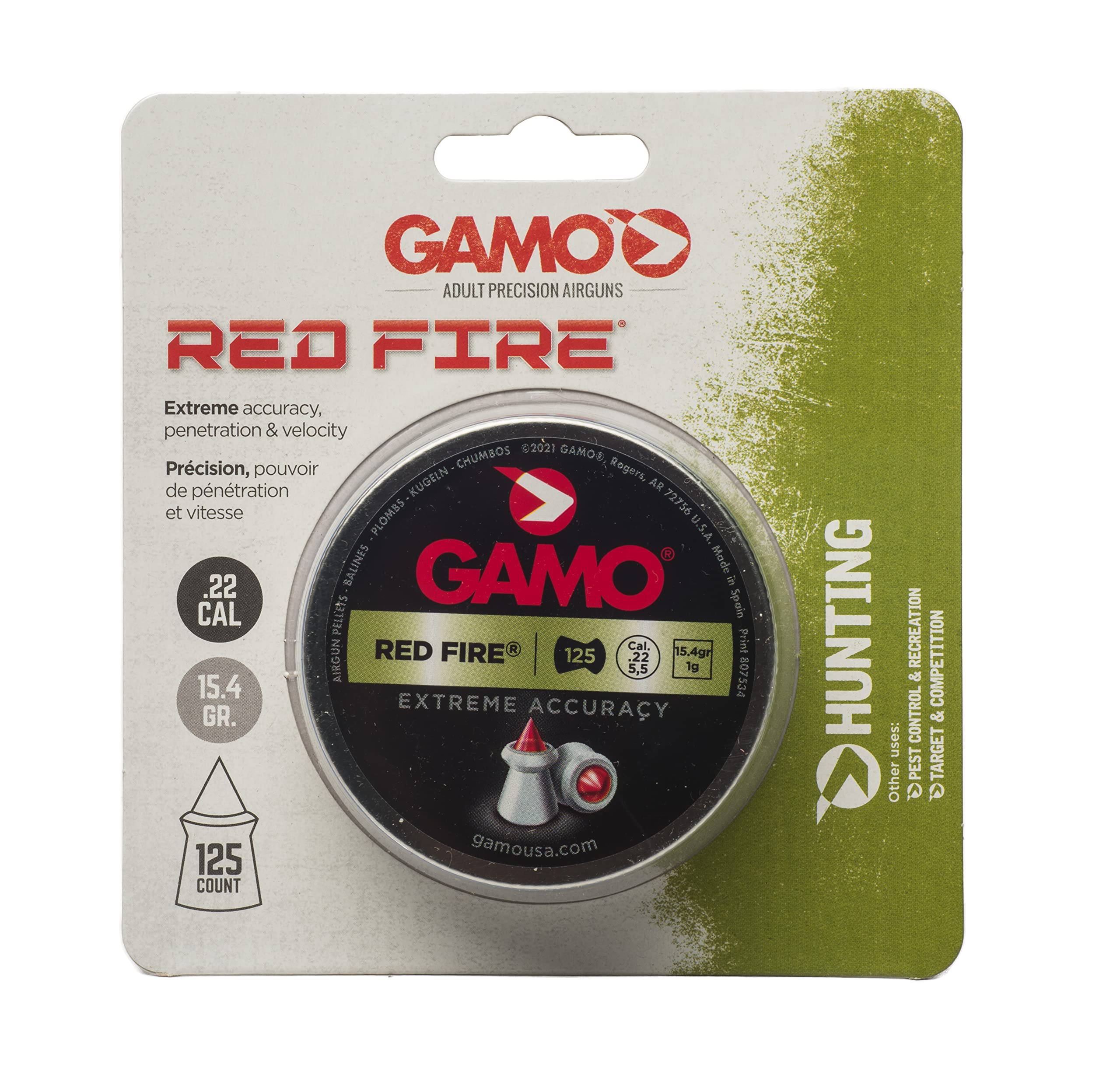 Gamo Red Fire .22 Cal, 15.4 Grains, Polymer Tip, 125ct