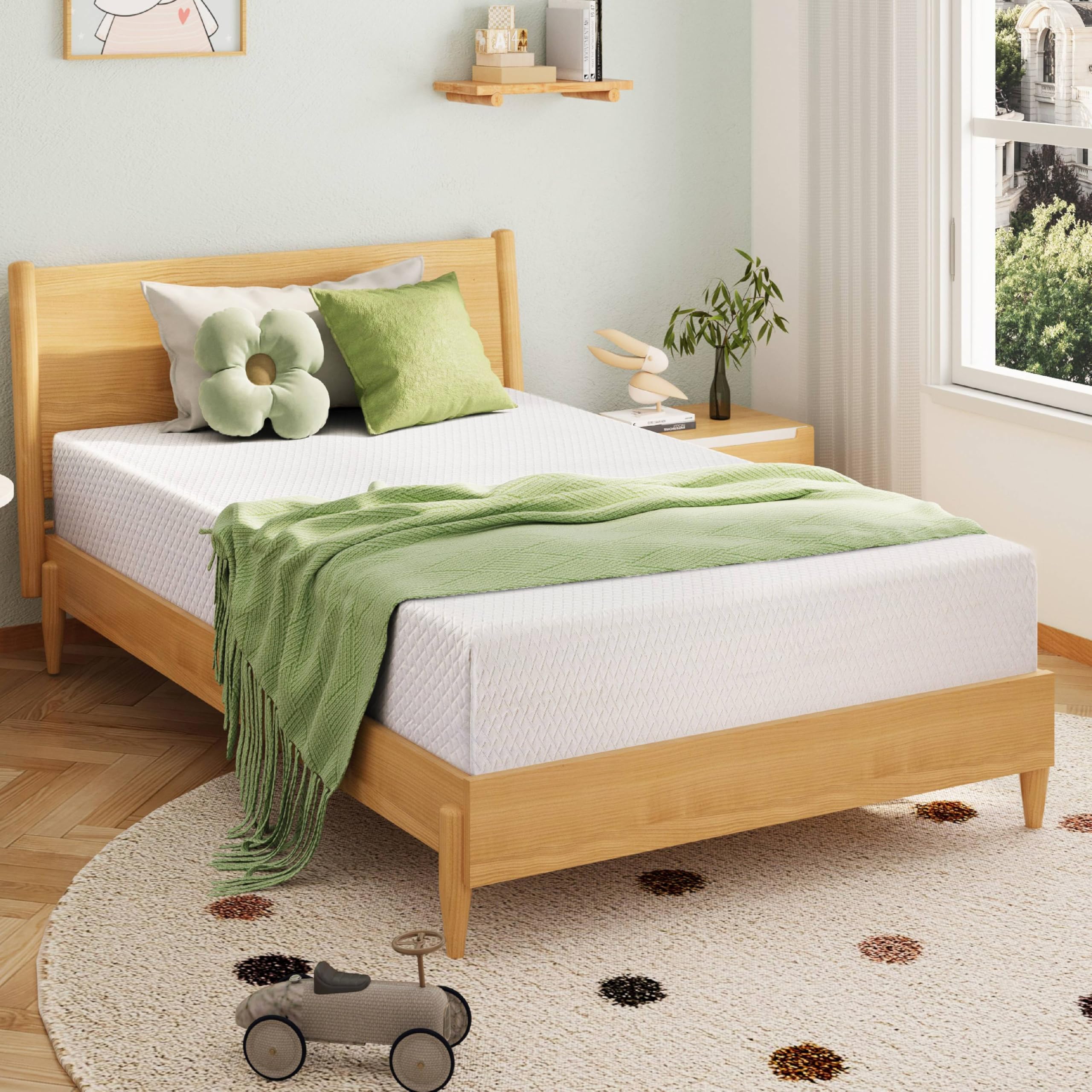 EGOHOME Full Size Memory Foam Mattress, 8 Inch Bed Mattress in A Box with Cooling Green Tea Gel, Pressure Relief with Medium Firm Support, CertiPUR-US Certified, 75''L x 54''W, 37.3 pounds White