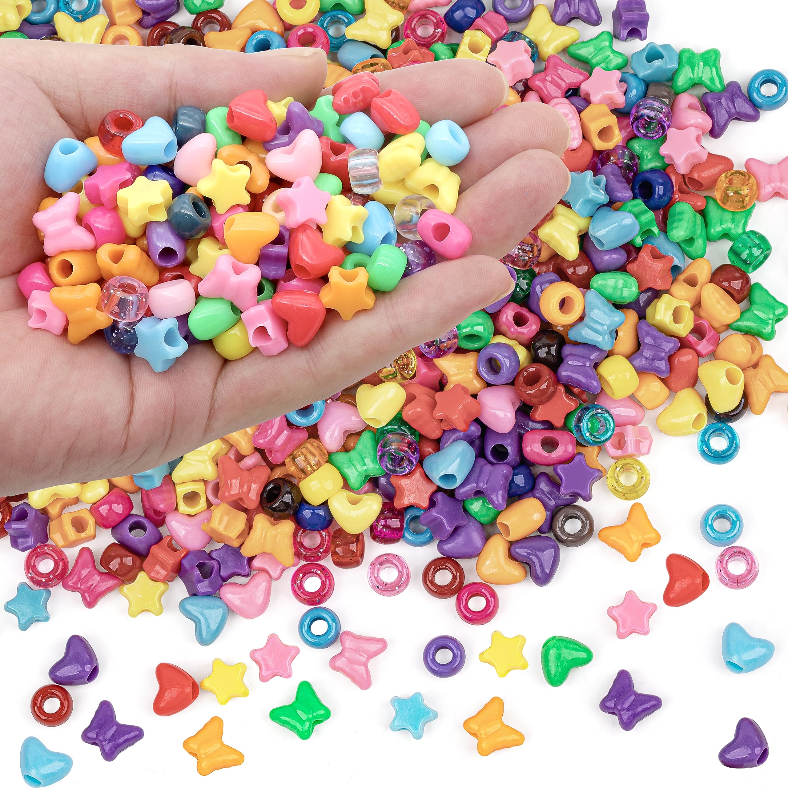 GMMA 900 Pcs Pony Beads Shapes for Bracelet,Jewelry Making,Friendship Bracelets Colourful Plastic 6x9mm Multi-Colored Fall Beads for DIY Bracelet Necklace Party Decoration Supplies