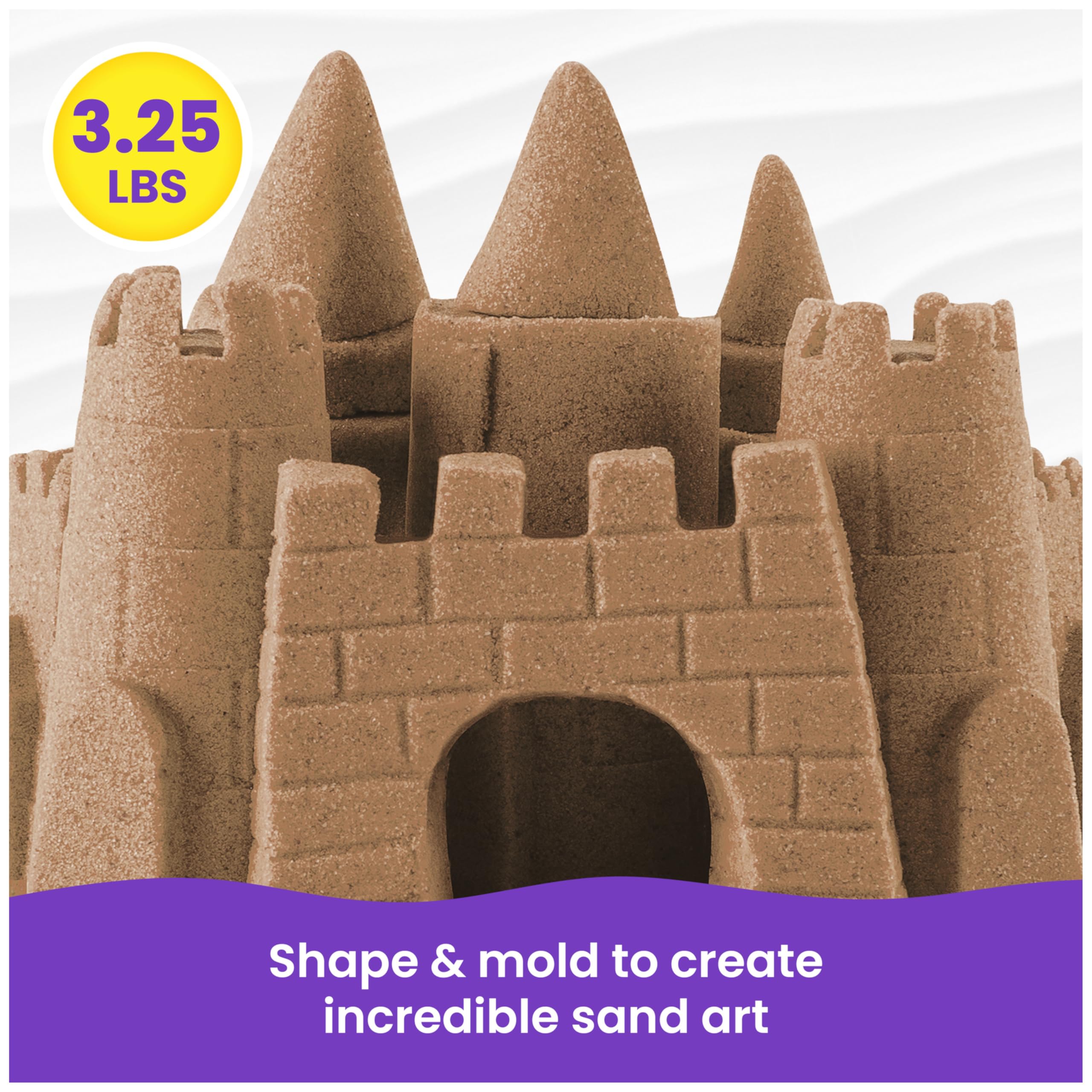 Kinetic Sand, 3.25lbs Beach Play Sand, Moldable Sensory Toys for Kids, Resealable Bag (Packaging May Vary), for Ages 3 and up