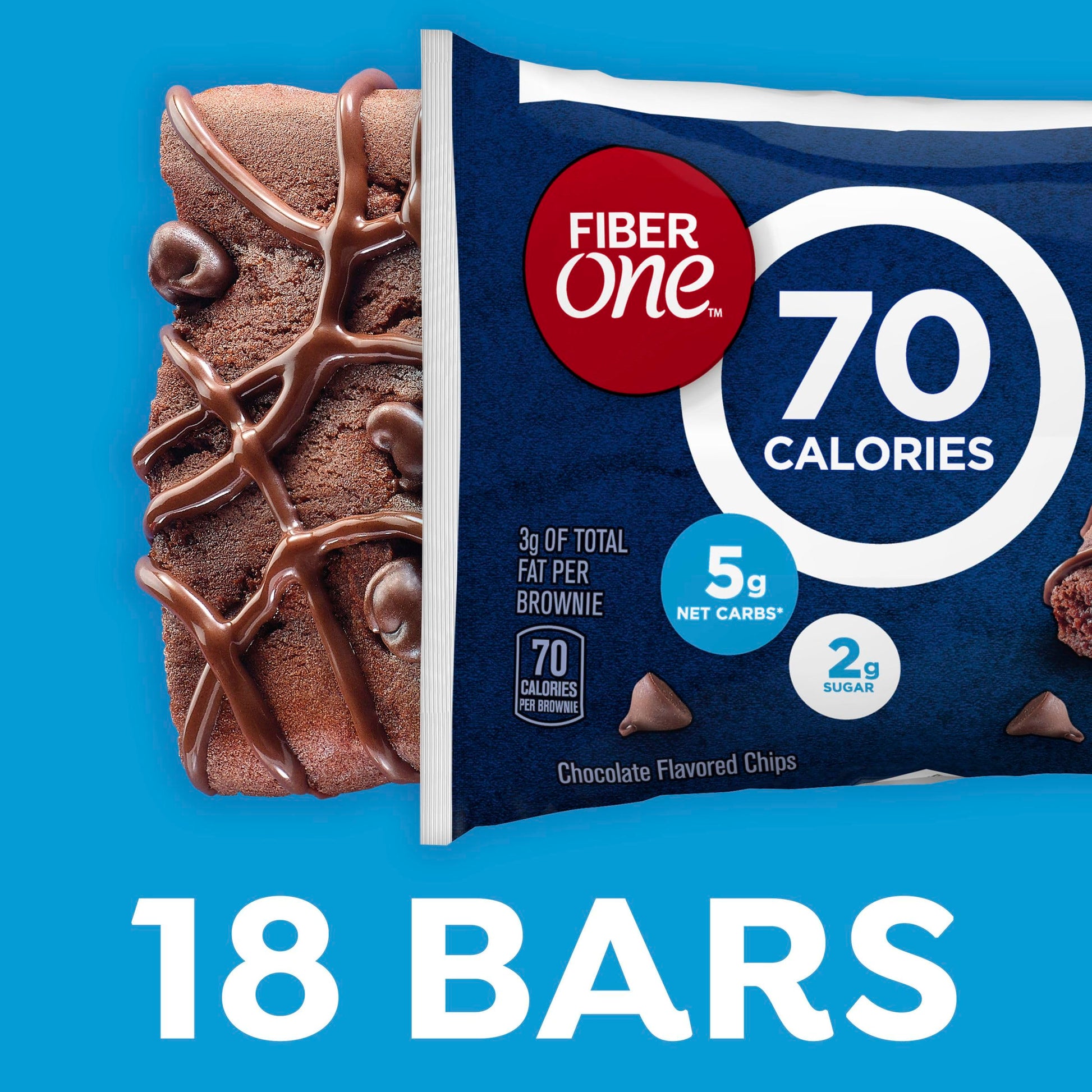 Fiber One 70 Calorie Brownies, Chocolate Fudge Snack Bars, Mega Pack, 18 Ct, 16 oz