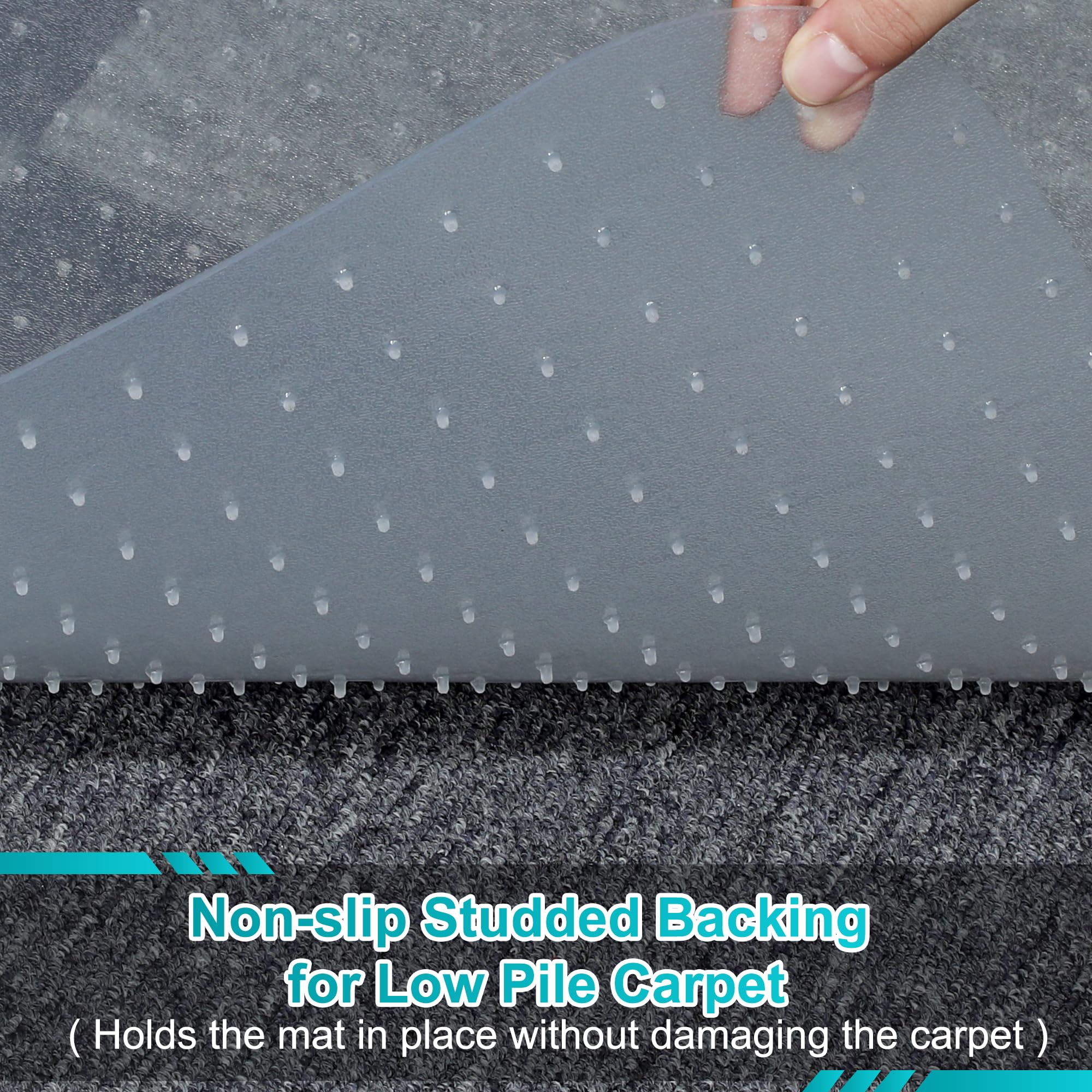LeapYouth Office Chair Mat for Carpets, Clear Desk Floor Mat for Low, Flat and No Pile Carpeted Floors, Thick and Sturdy Carpet Protector for Desk Chair (48'' X 36'' Rectangle)