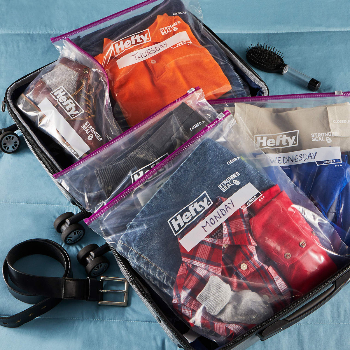 Hefty Slider Jumbo Storage Bags, 2.5 Gallon Size, 3 Boxes of 15 Bags (45 Total)