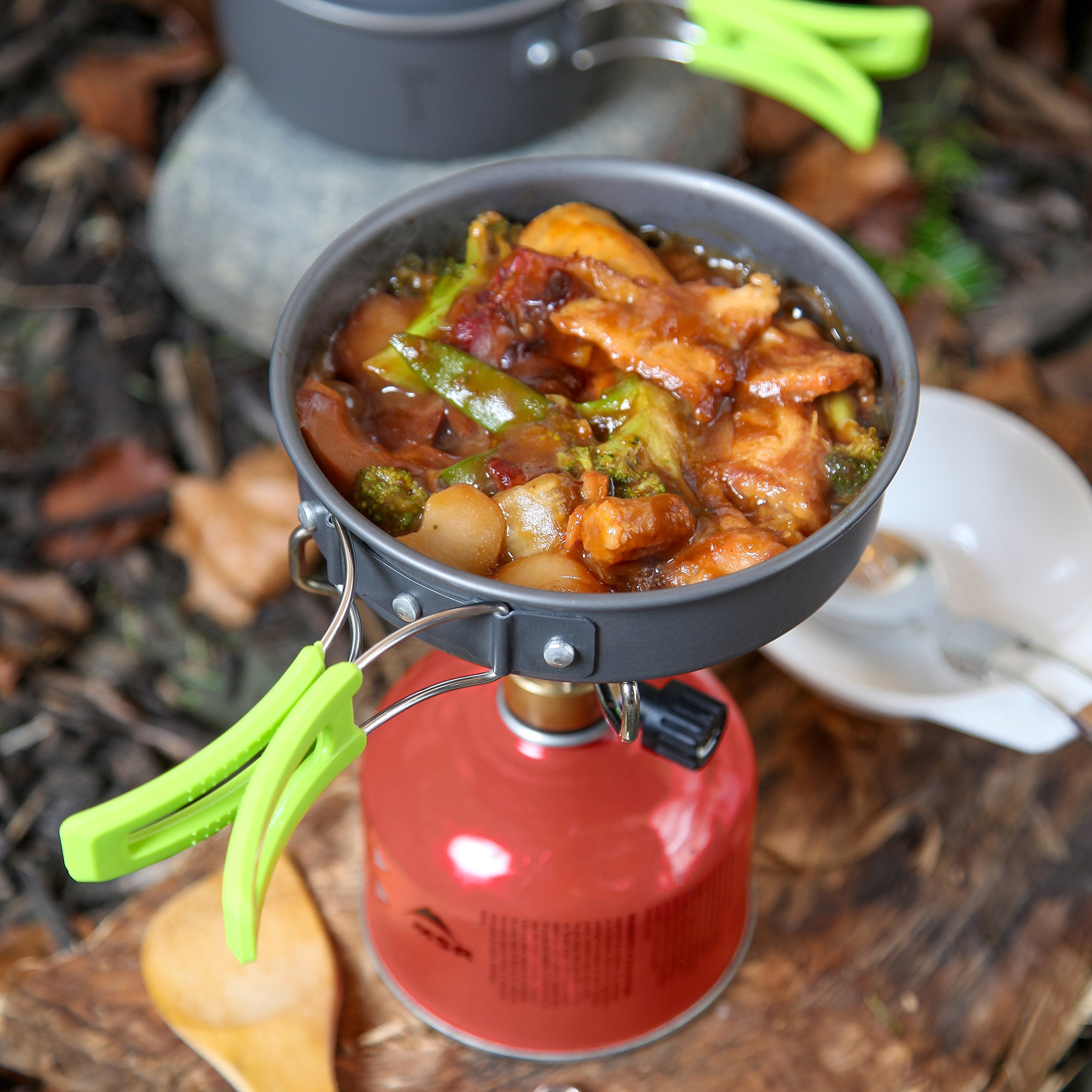 MalloMe Camping Cookware Mess Kit for Backpacking Gear – Camping Cooking Set - Camping's Pots and Pans Set - Backpacking Stove/Portable Stove Compatible - Camp Kitchen Equipment Accessories 1L Pot